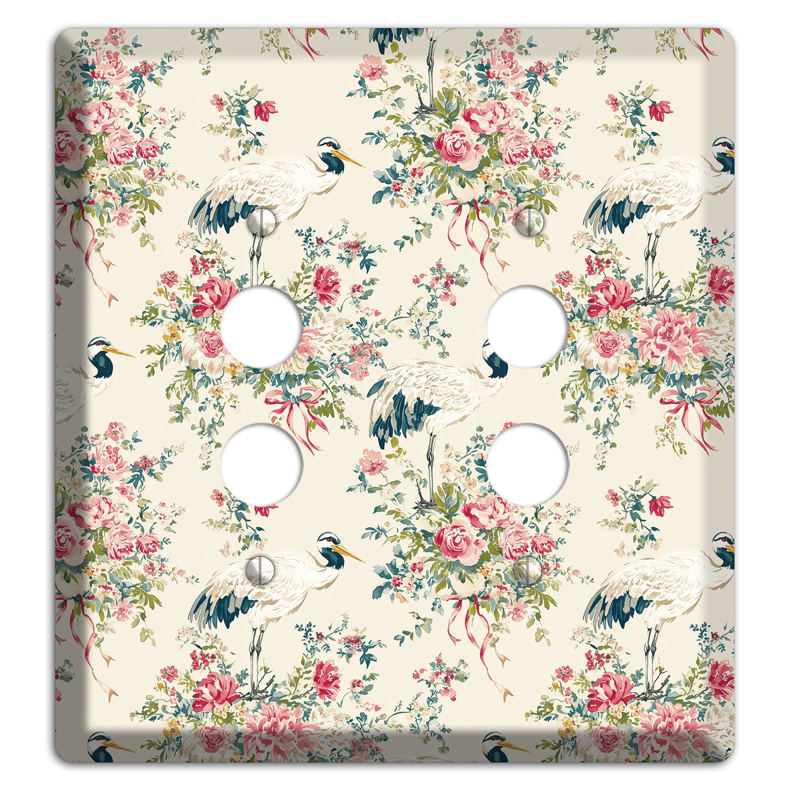 Blossom & Crane 2 Pushbutton Wallplate