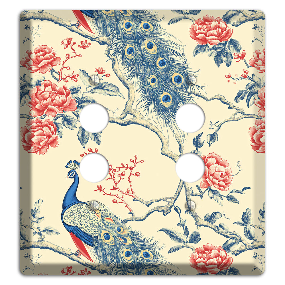 Peacock & Peony 2 Pushbutton Wallplate
