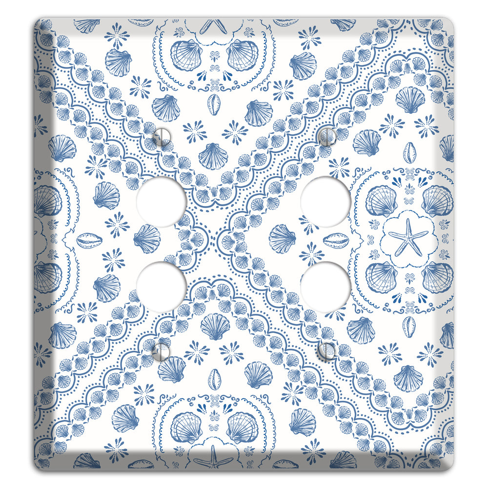 Azure Shell Damask 2 Pushbutton Wallplate