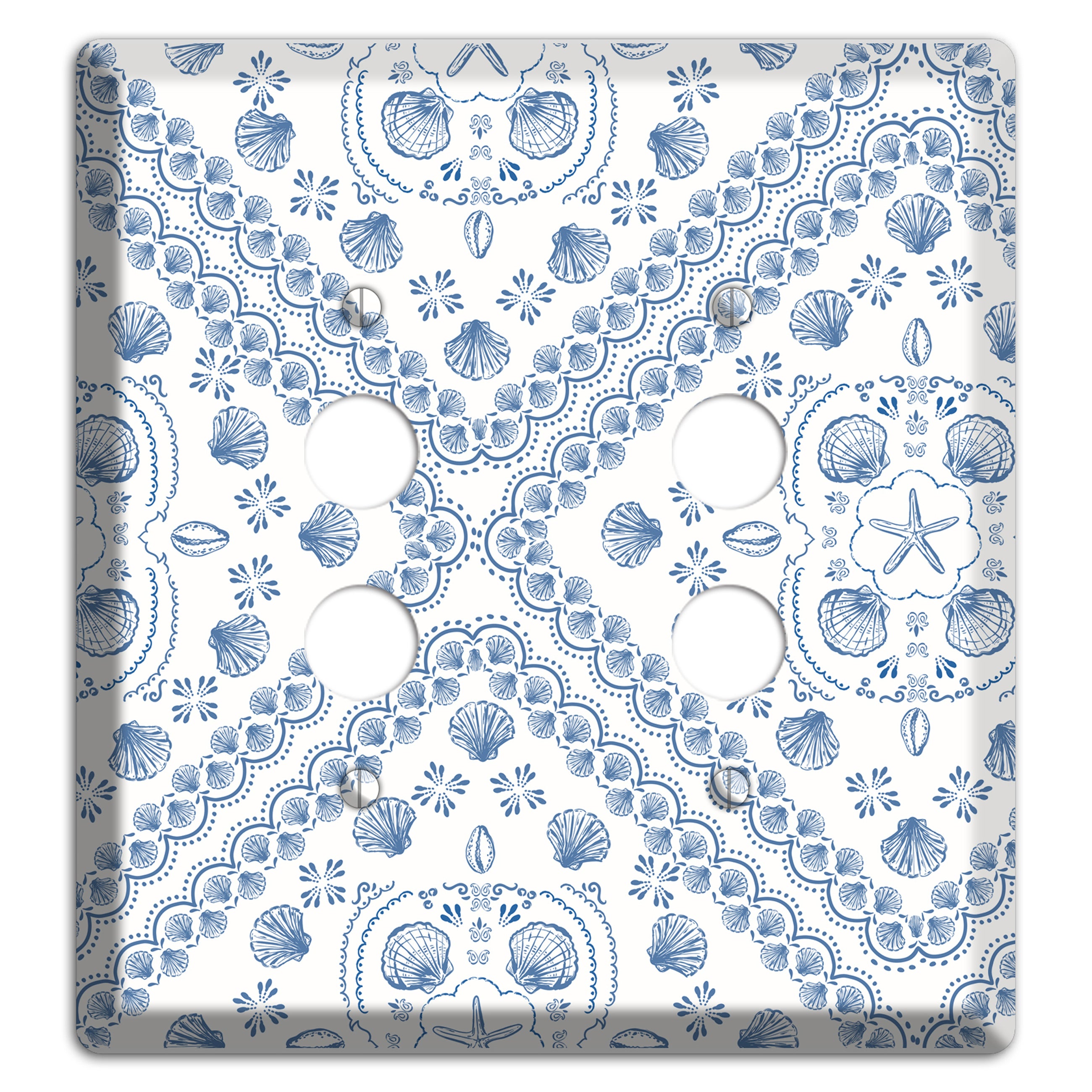Azure Shell Damask 2 Pushbutton Wallplate