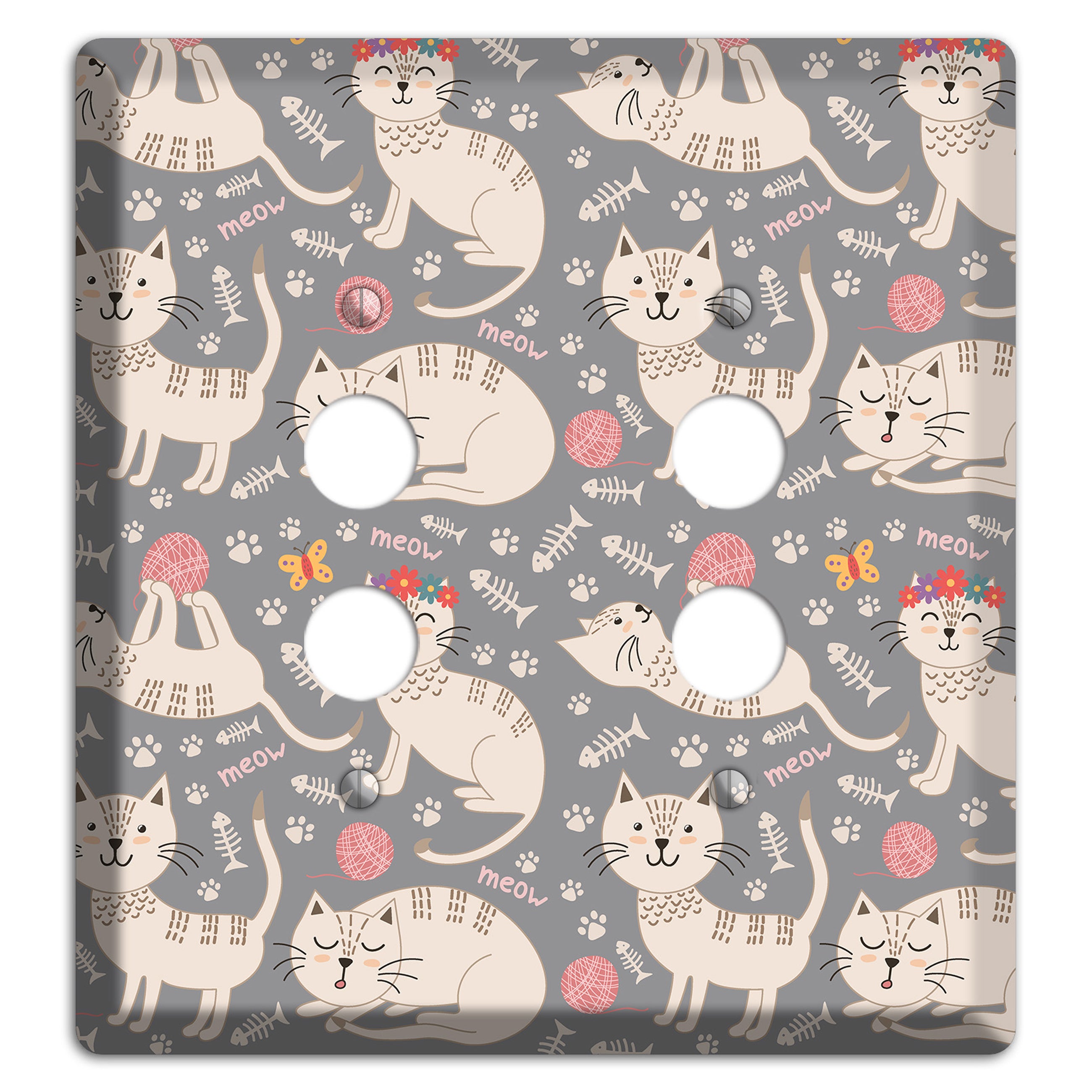 Meow Mix (Gray) 2 Pushbutton Wallplate