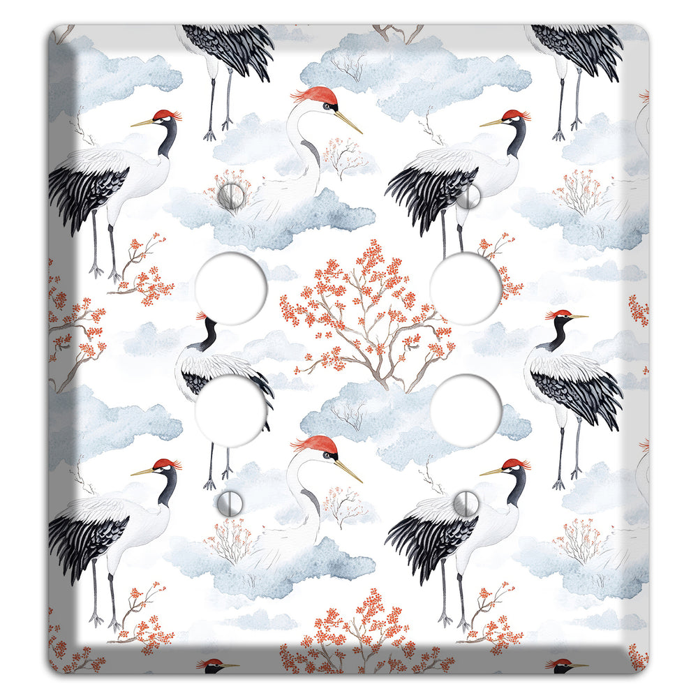 Crimson Crown Cranes 2 Pushbutton Wallplate