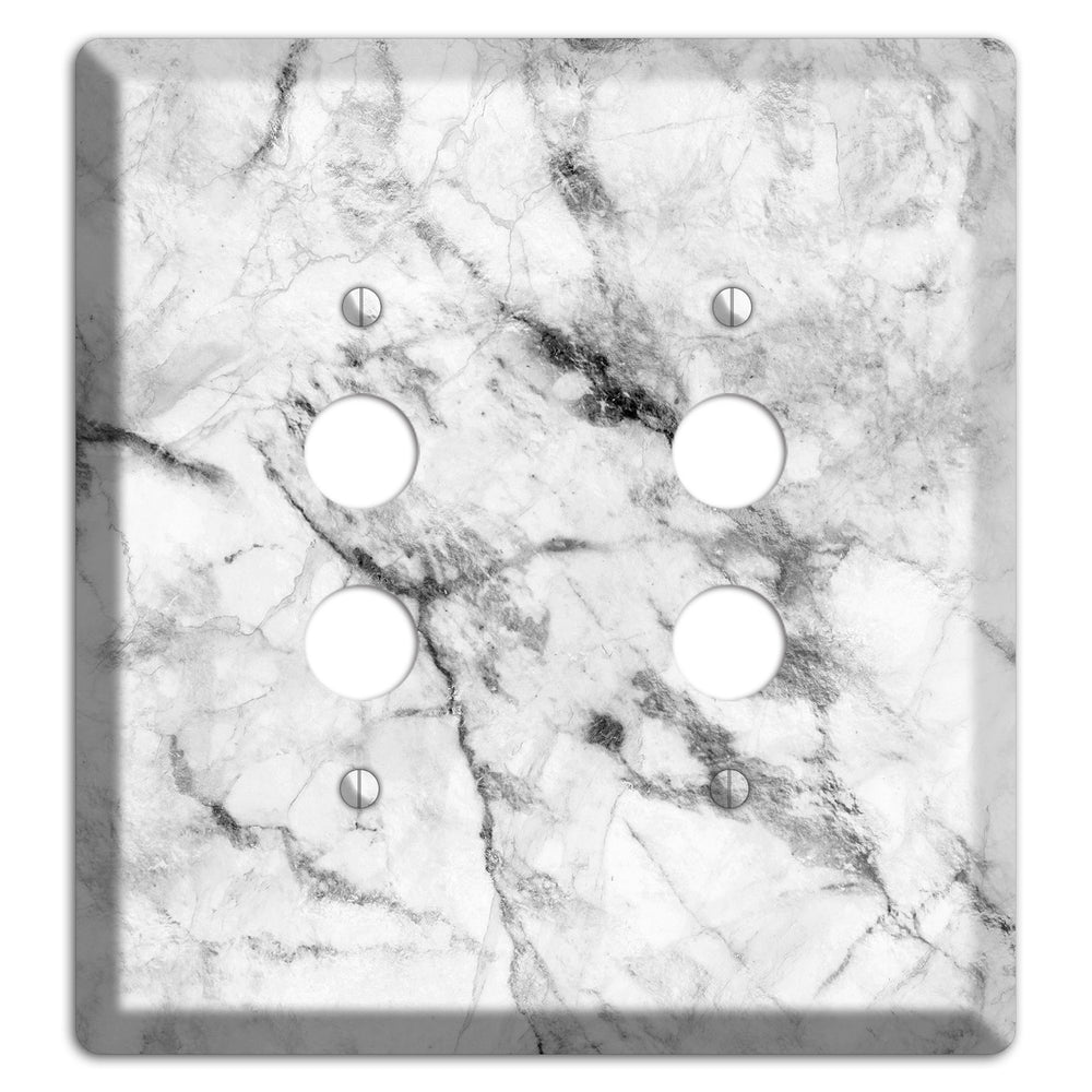 White and Gray Marble 2 Pushbutton Wallplate