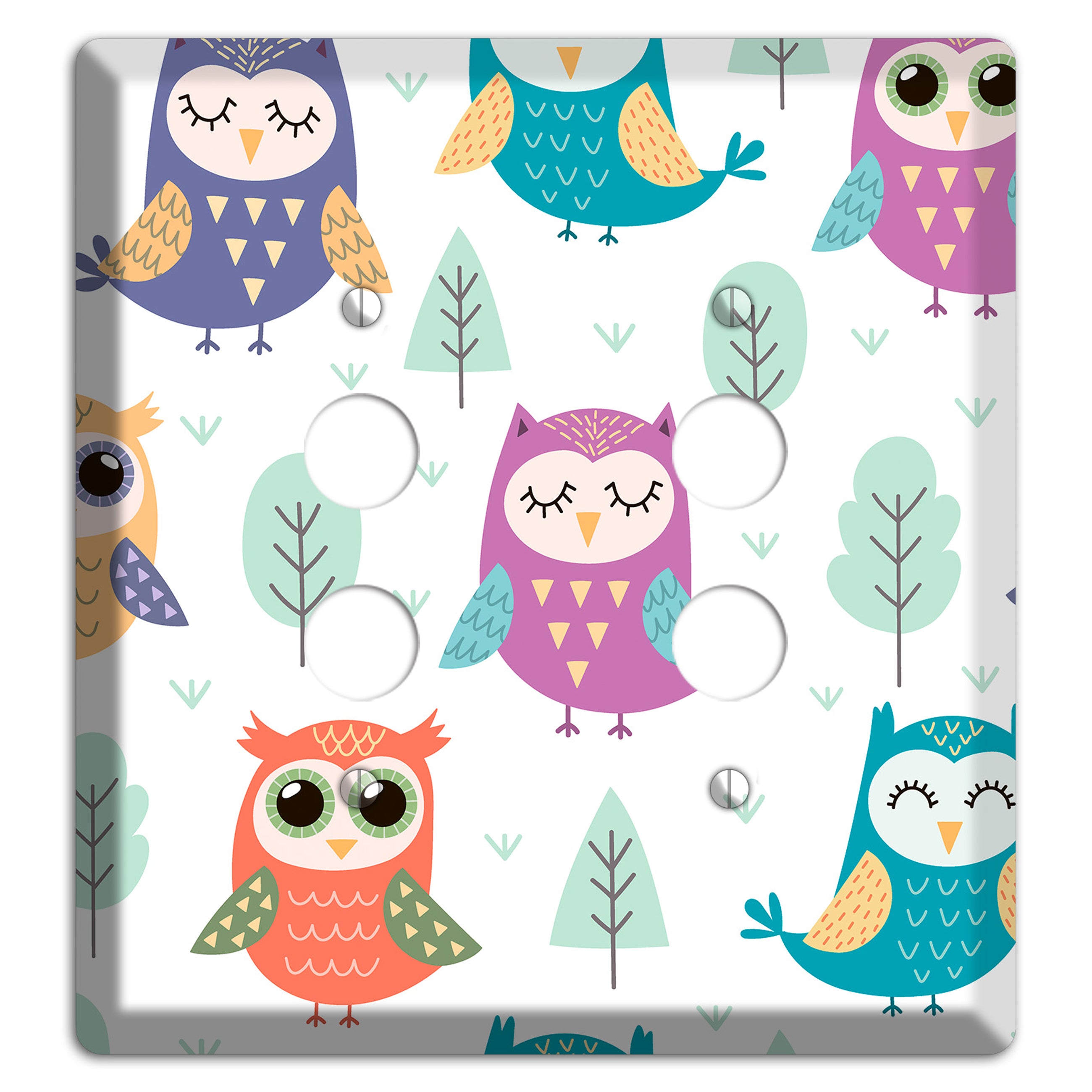 Dreamy Owls (White) 2 Pushbutton Wallplate