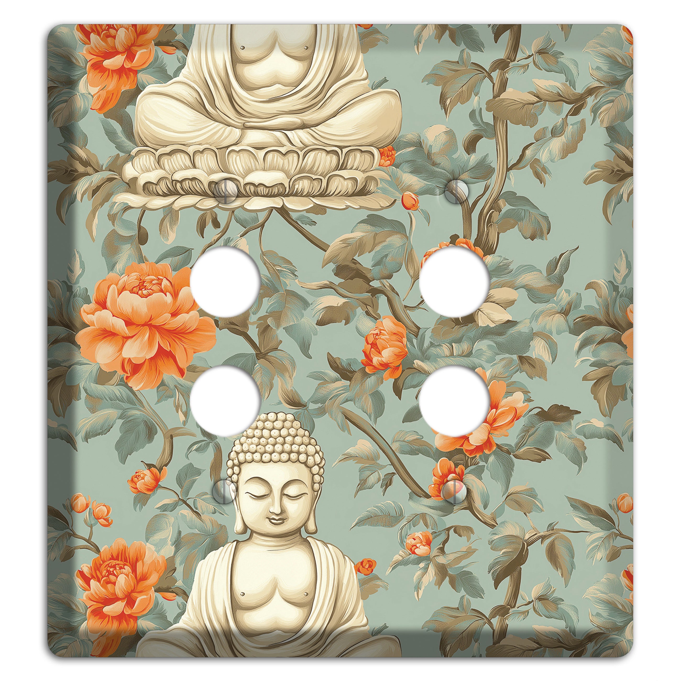 Lotus & Peony 2 Pushbutton Wallplate