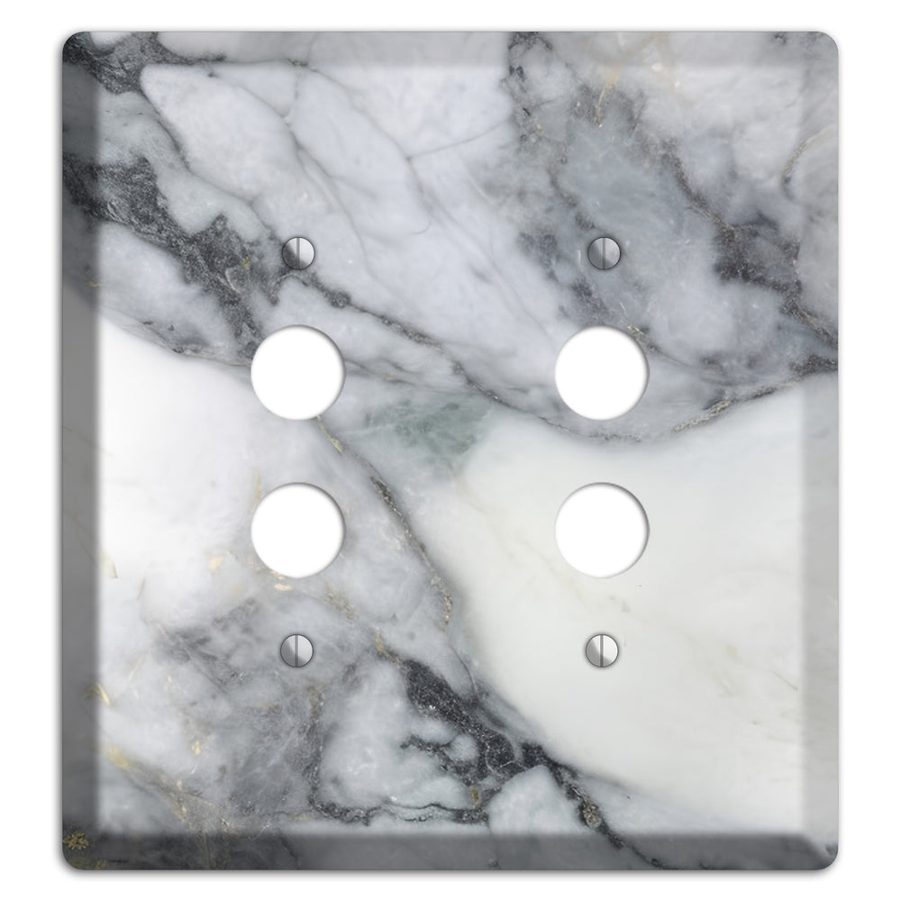White and Grey Marble 2 Pushbutton Wallplate