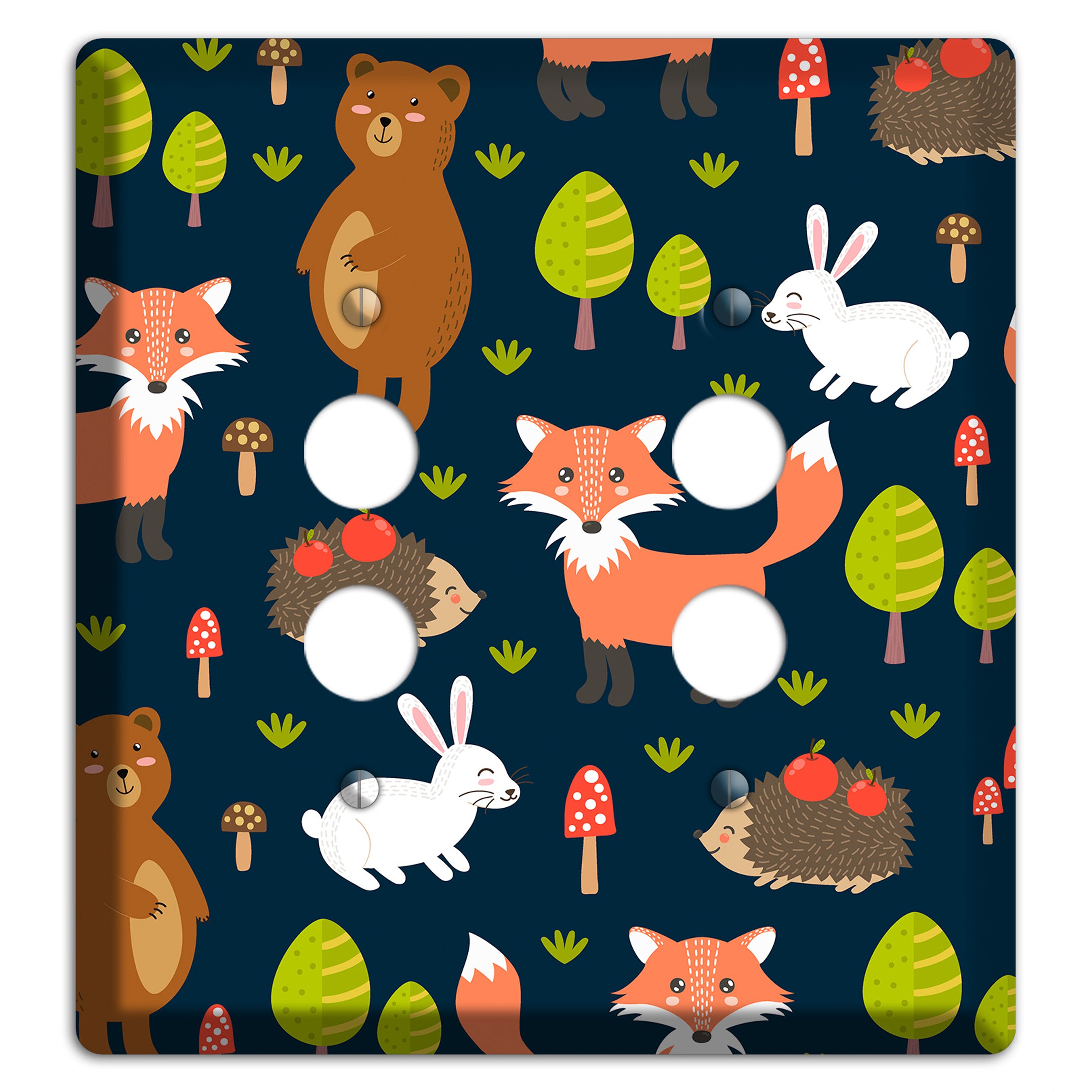 Forest Critters (Navy) 2 Pushbutton Wallplate