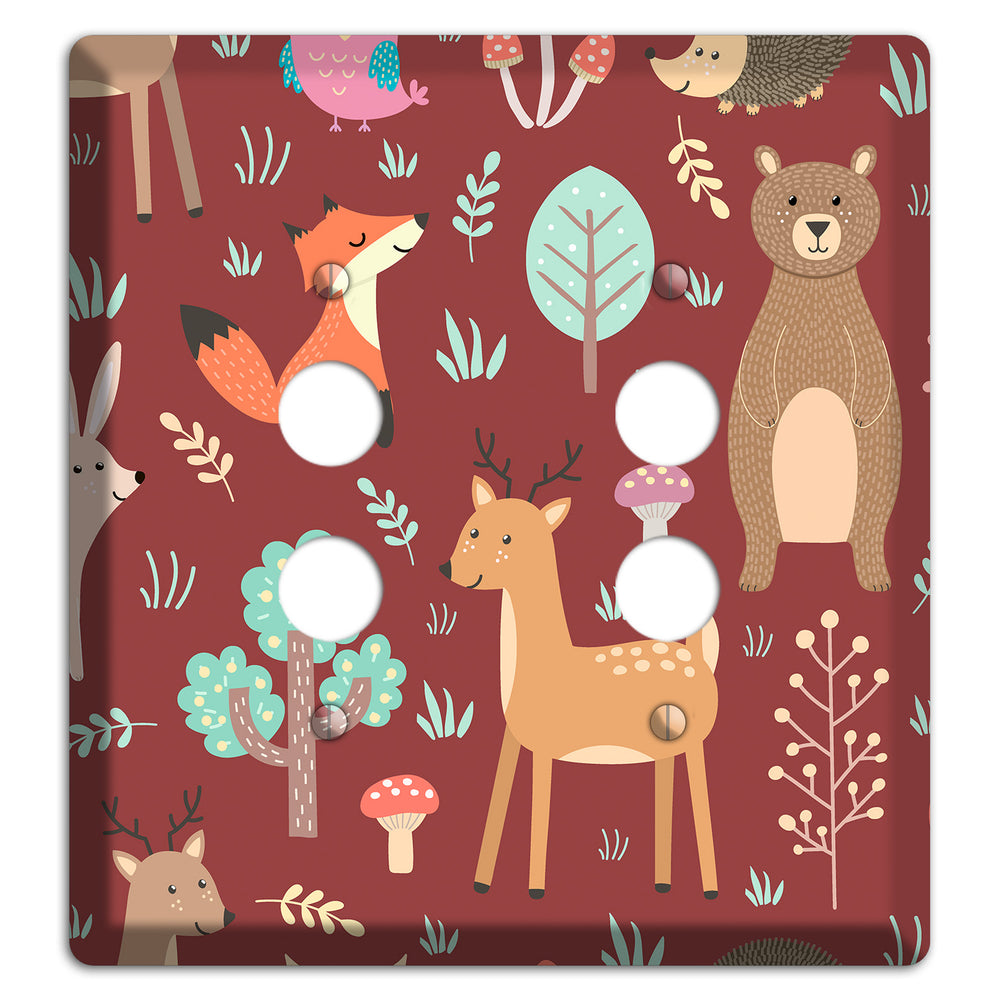 Woodland Friends (Maroon) 2 Pushbutton Wallplate