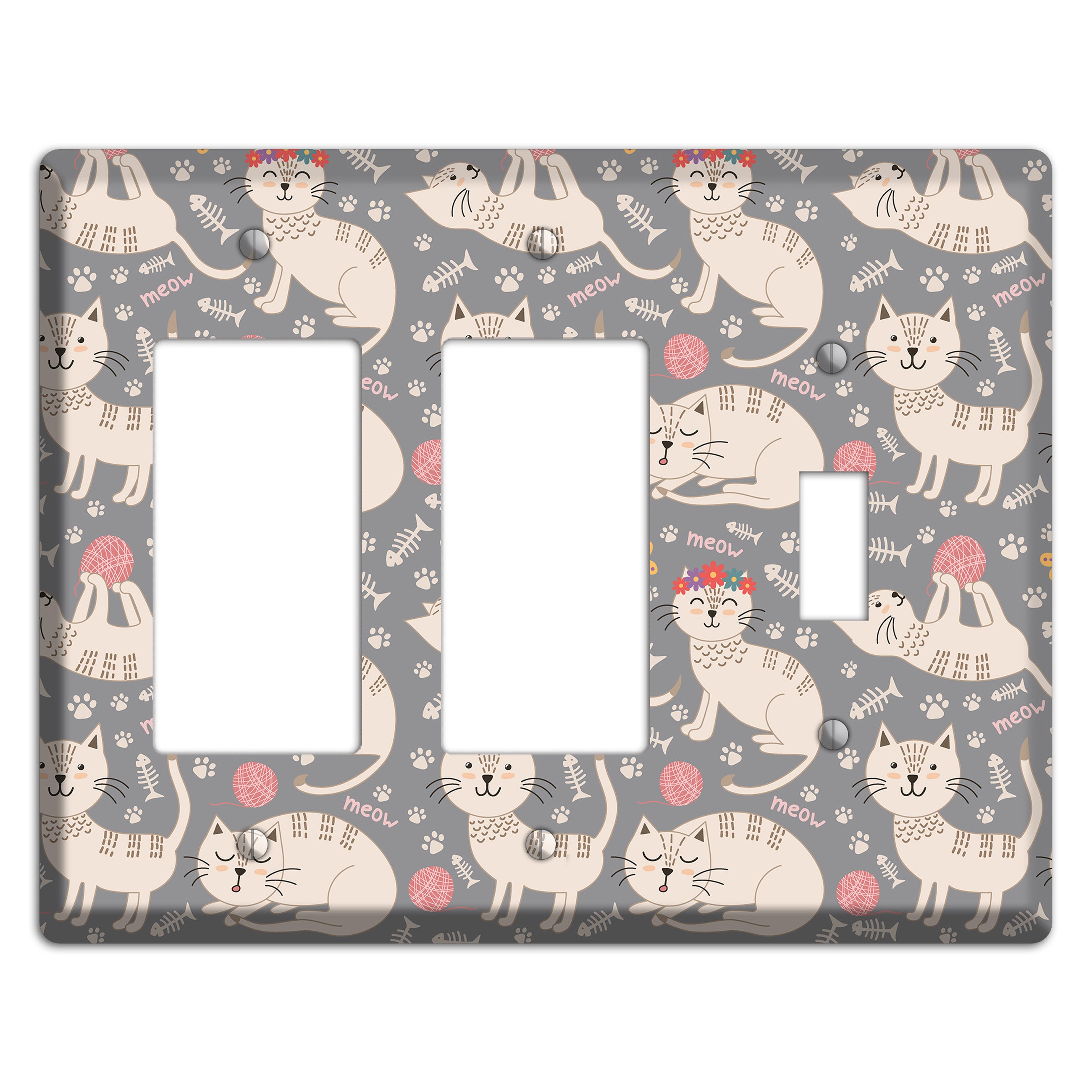 Meow Mix (Gray) 2 Rocker / Toggle Wallplate