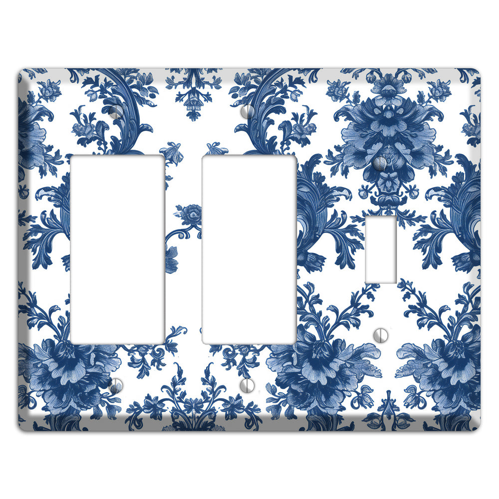 Cobalt Garden Damask 2 Rocker / Toggle Wallplate