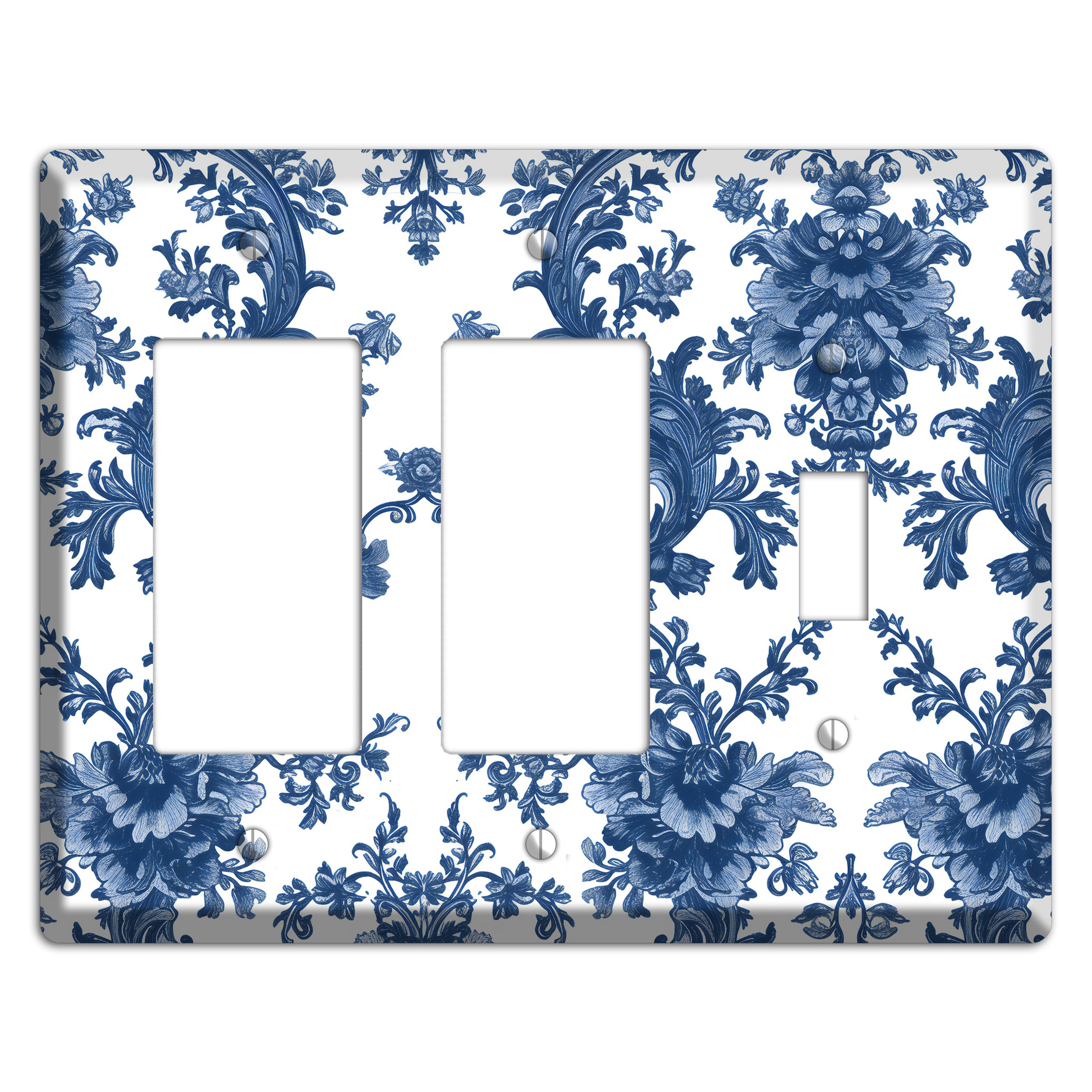 Cobalt Garden Damask 2 Rocker / Toggle Wallplate