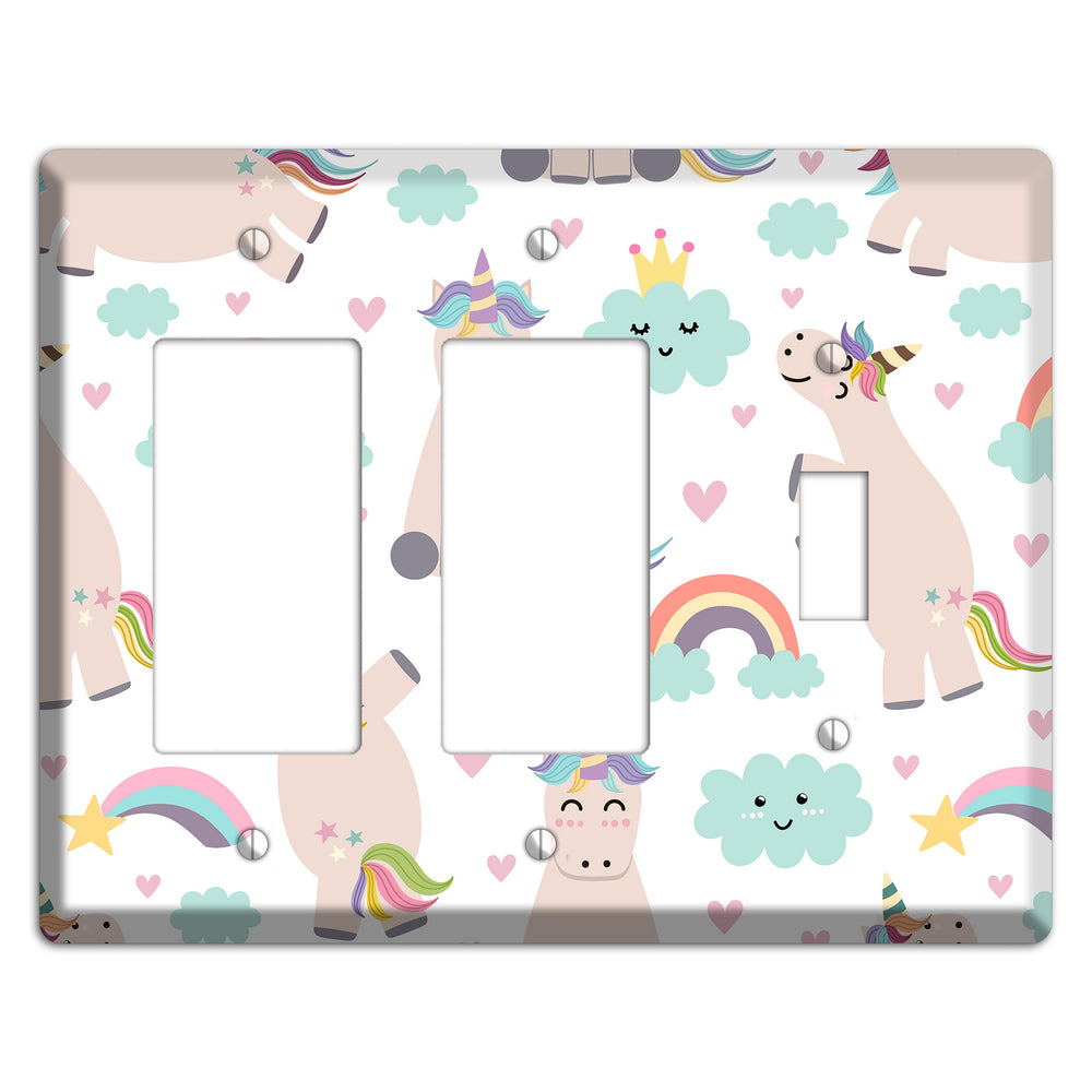 Rainbow Cloud Herd 2 Rocker / Toggle Wallplate