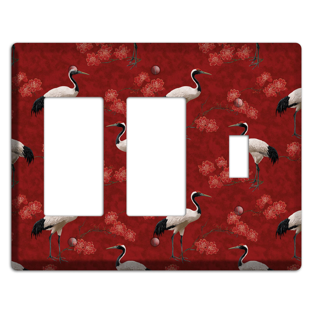 Vermillion Crane Bloom 2 Rocker / Toggle Wallplate