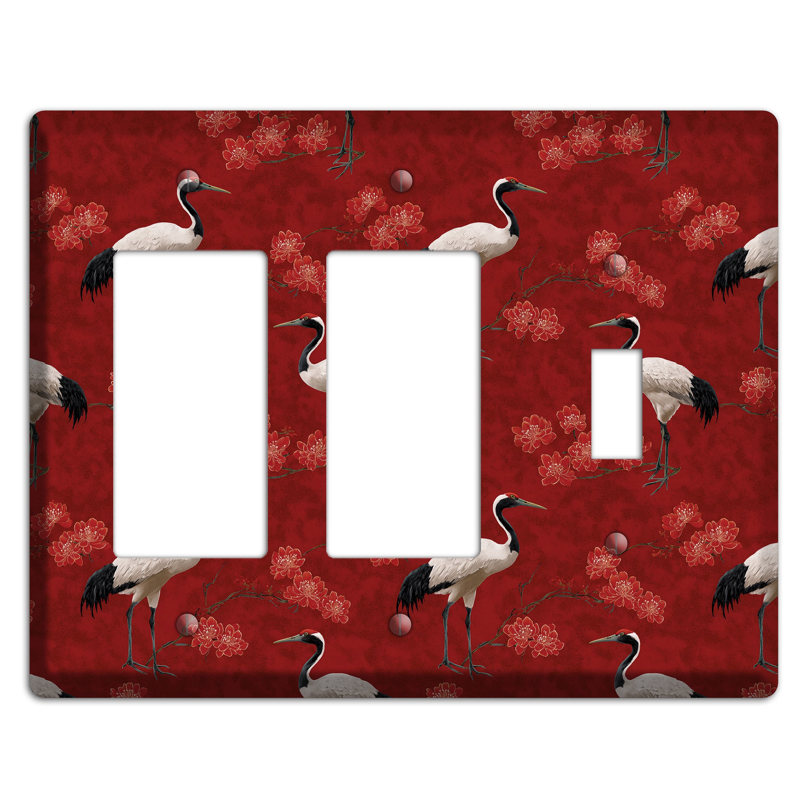 Vermillion Crane Bloom 2 Rocker / Toggle Wallplate