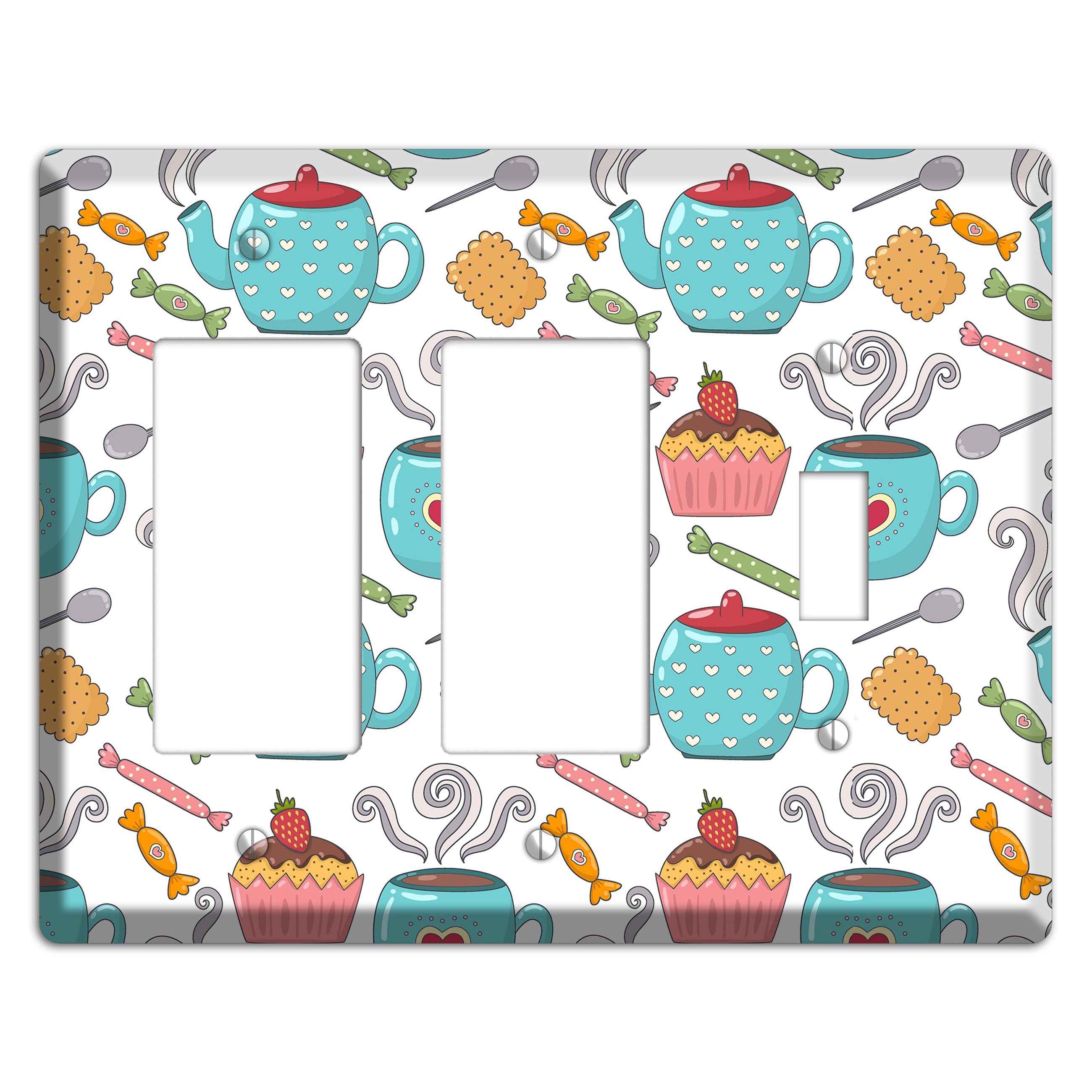 Sweet Tea Party (White) 2 Rocker / Toggle Wallplate