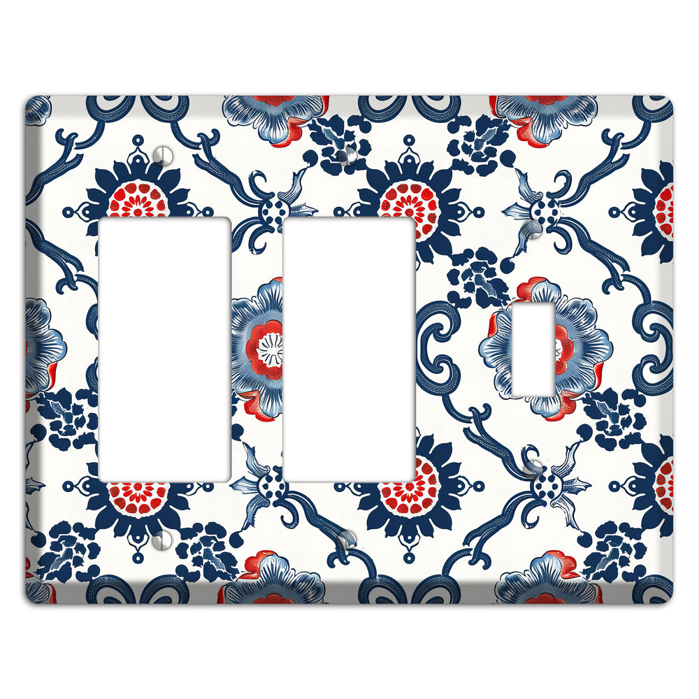 Indigo Court Florals 2 Rocker / Toggle Wallplate