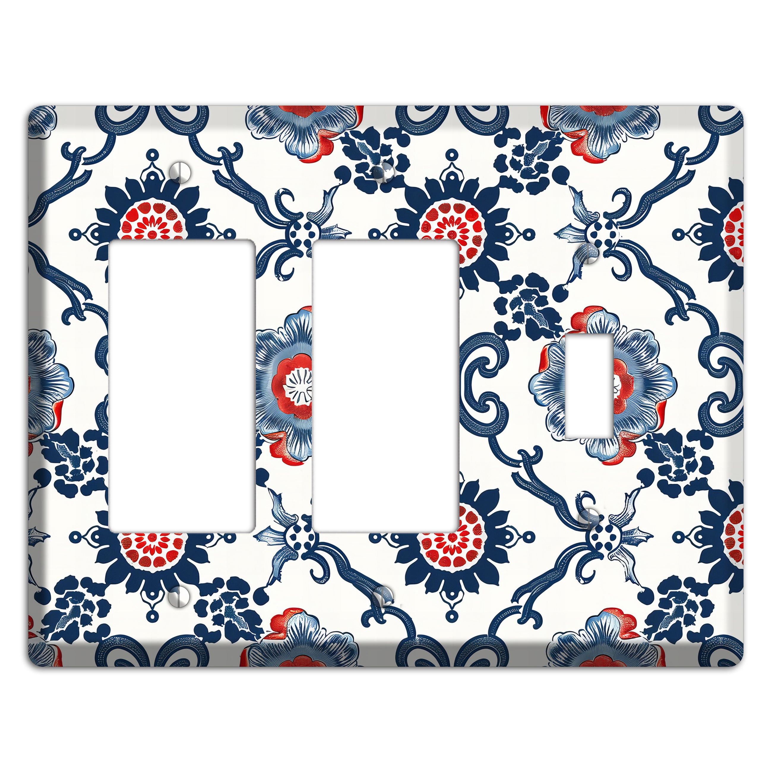 Indigo Court Florals 2 Rocker / Toggle Wallplate