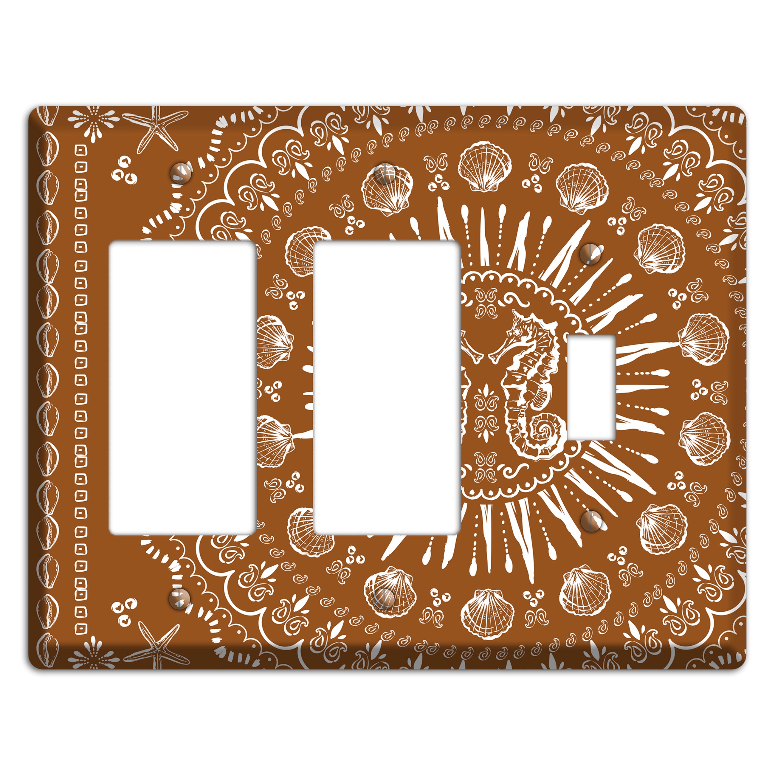 Russet Seahorse Mandala 2 Rocker / Toggle Wallplate