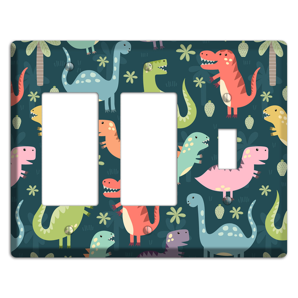 Jurassic Pals (Dark) 2 Rocker / Toggle Wallplate