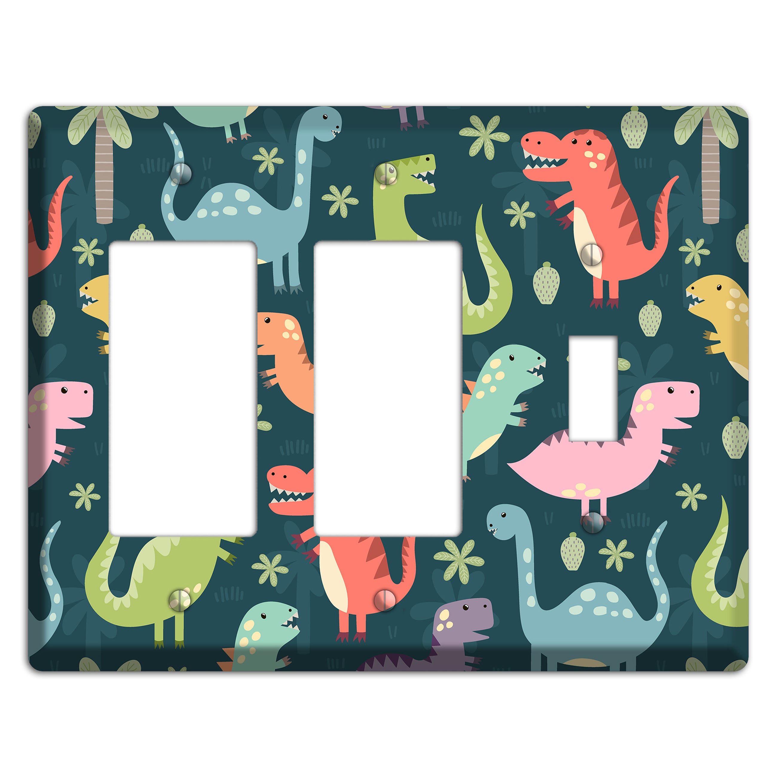 Jurassic Pals (Dark) 2 Rocker / Toggle Wallplate