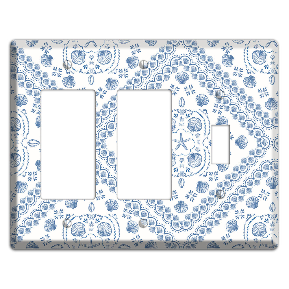 Azure Shell Damask 2 Rocker / Toggle Wallplate