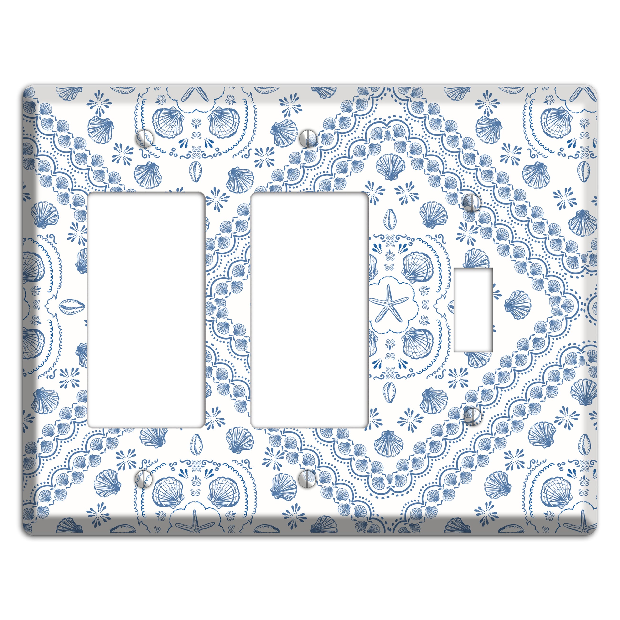 Azure Shell Damask 2 Rocker / Toggle Wallplate