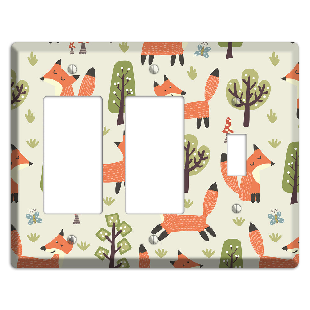 Fox & Forest (Olive) 2 Rocker / Toggle Wallplate