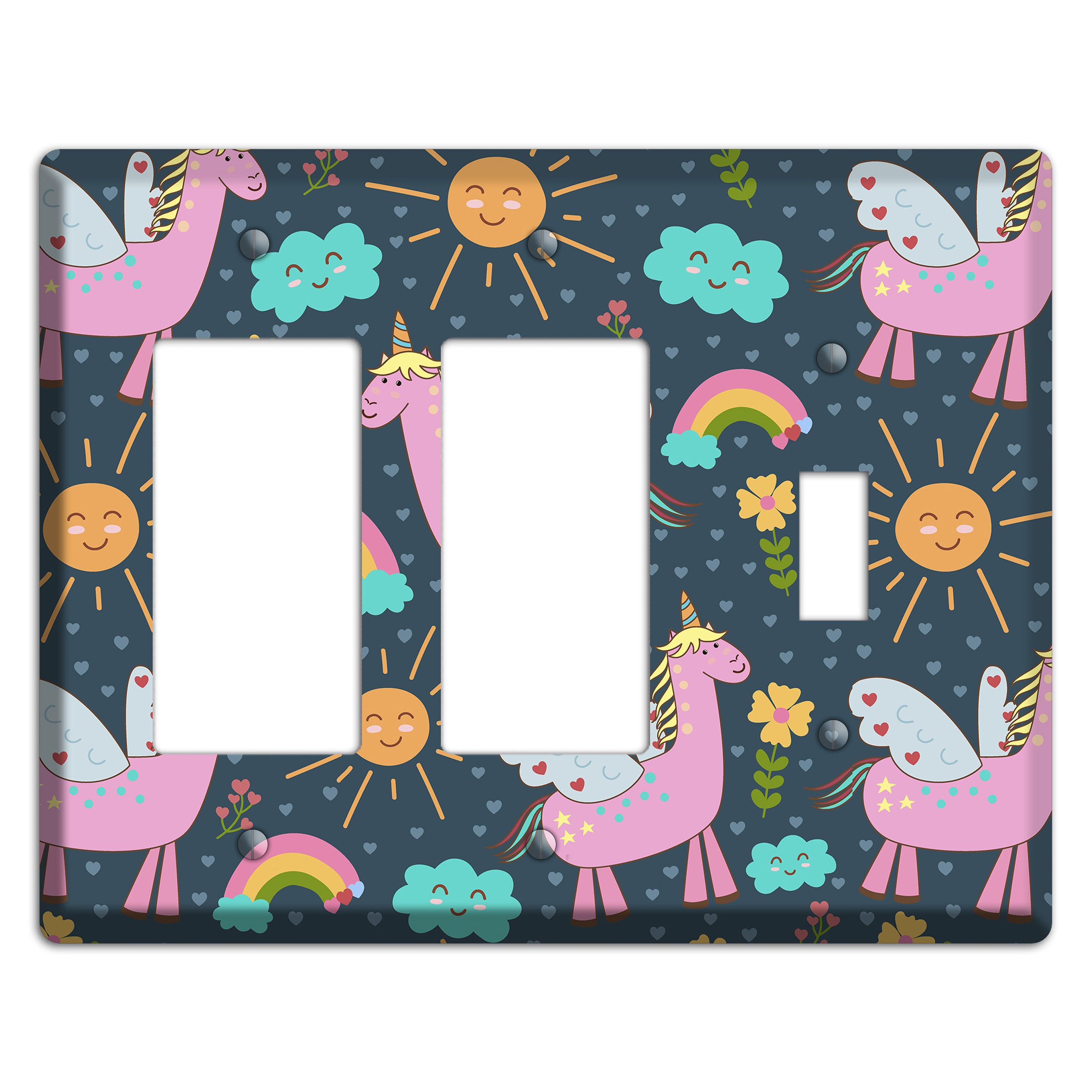 Magic Meadow (Navy) 2 Rocker / Toggle Wallplate