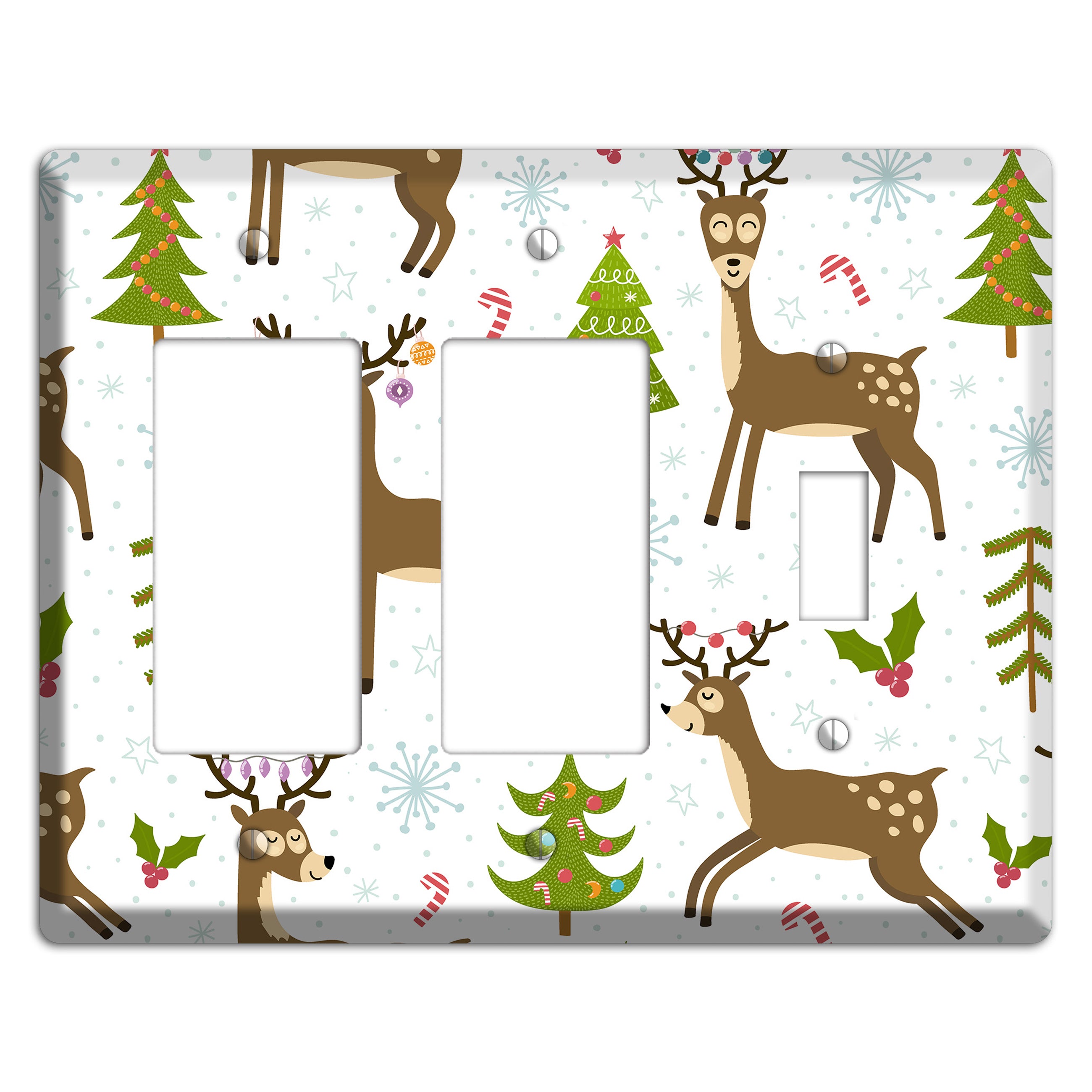Reindeer Parade (White) 2 Rocker / Toggle Wallplate