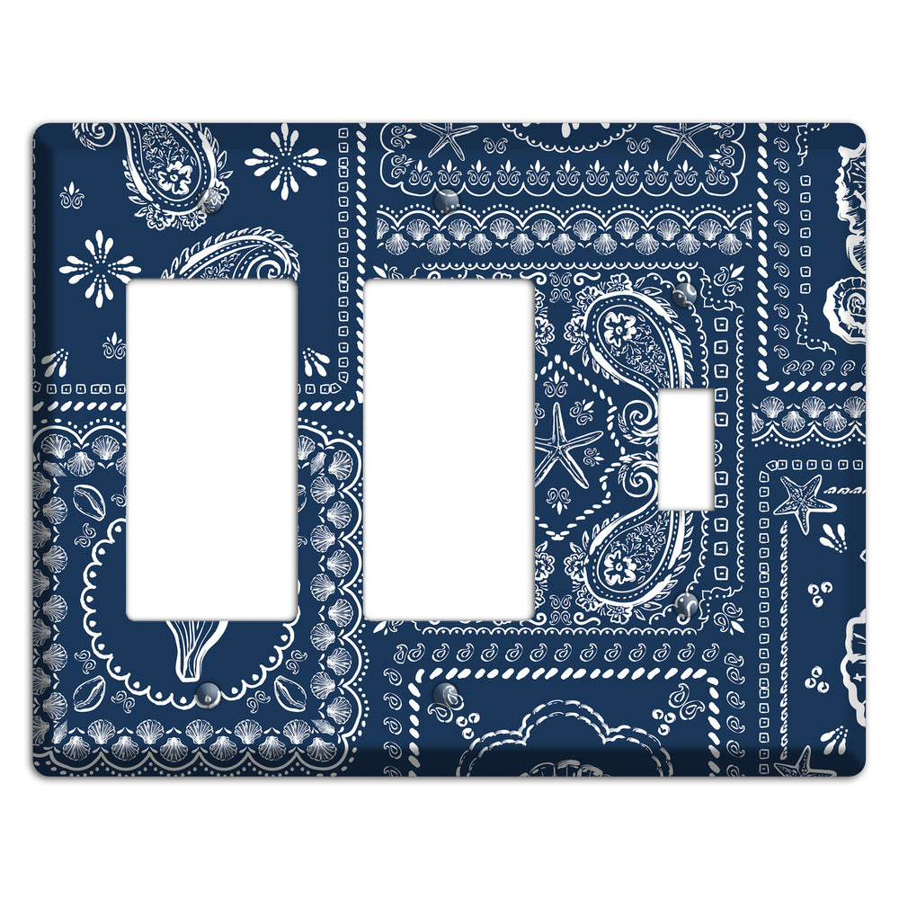 Navy Paisley Patchwork 2 Rocker / Toggle Wallplate