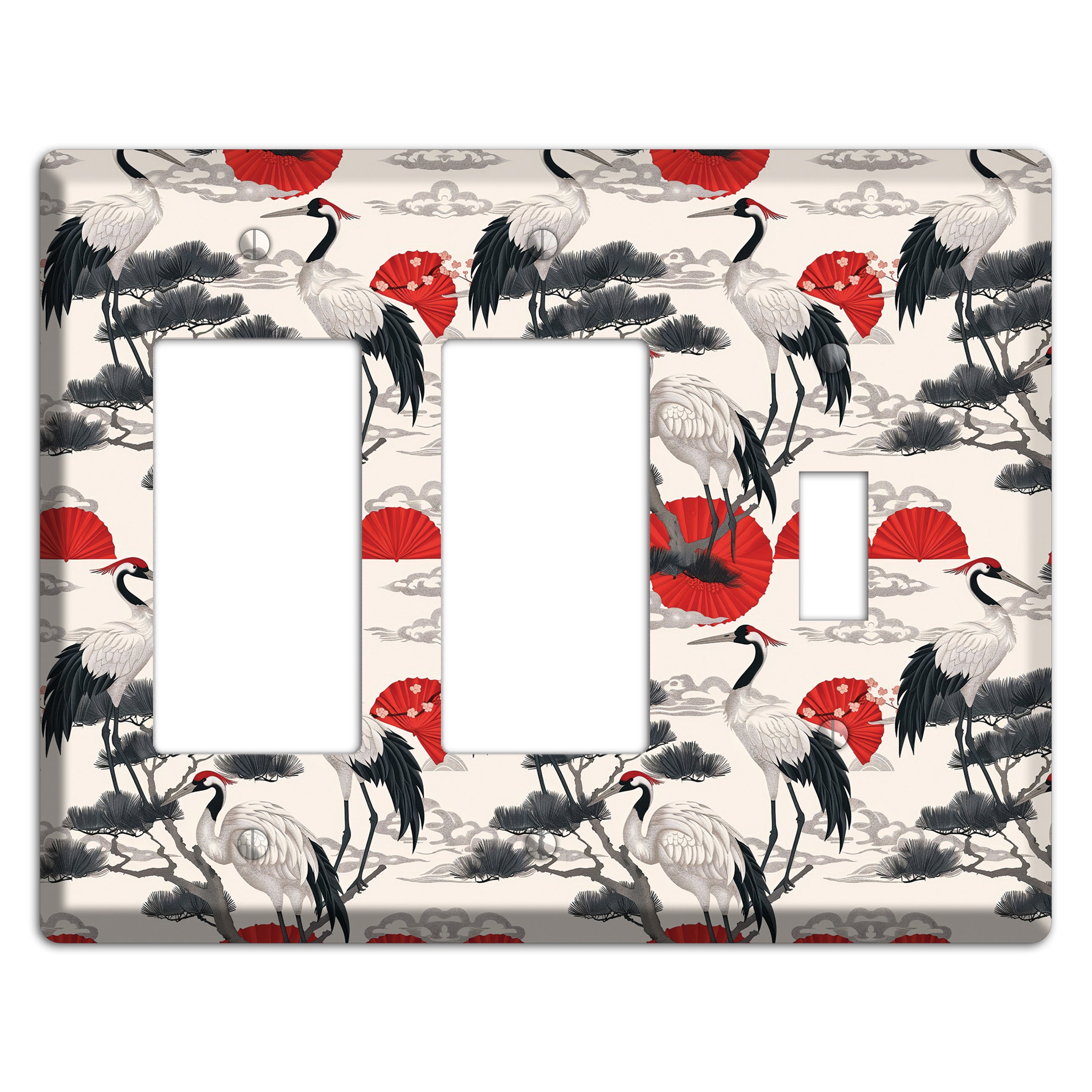 Crimson Fan & Pine 2 Rocker / Toggle Wallplate