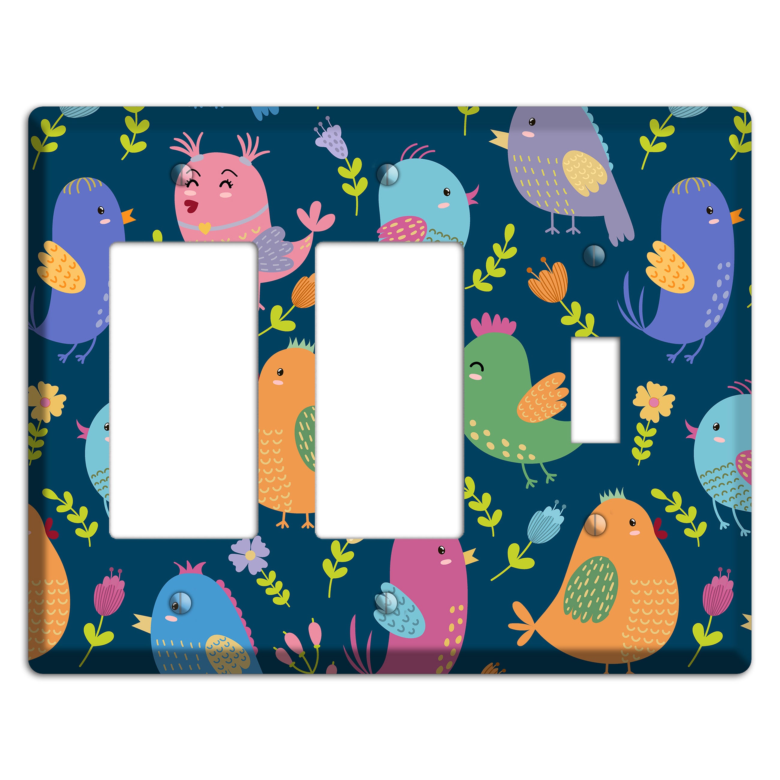 Jungle Chorus (Navy) 2 Rocker / Toggle Wallplate