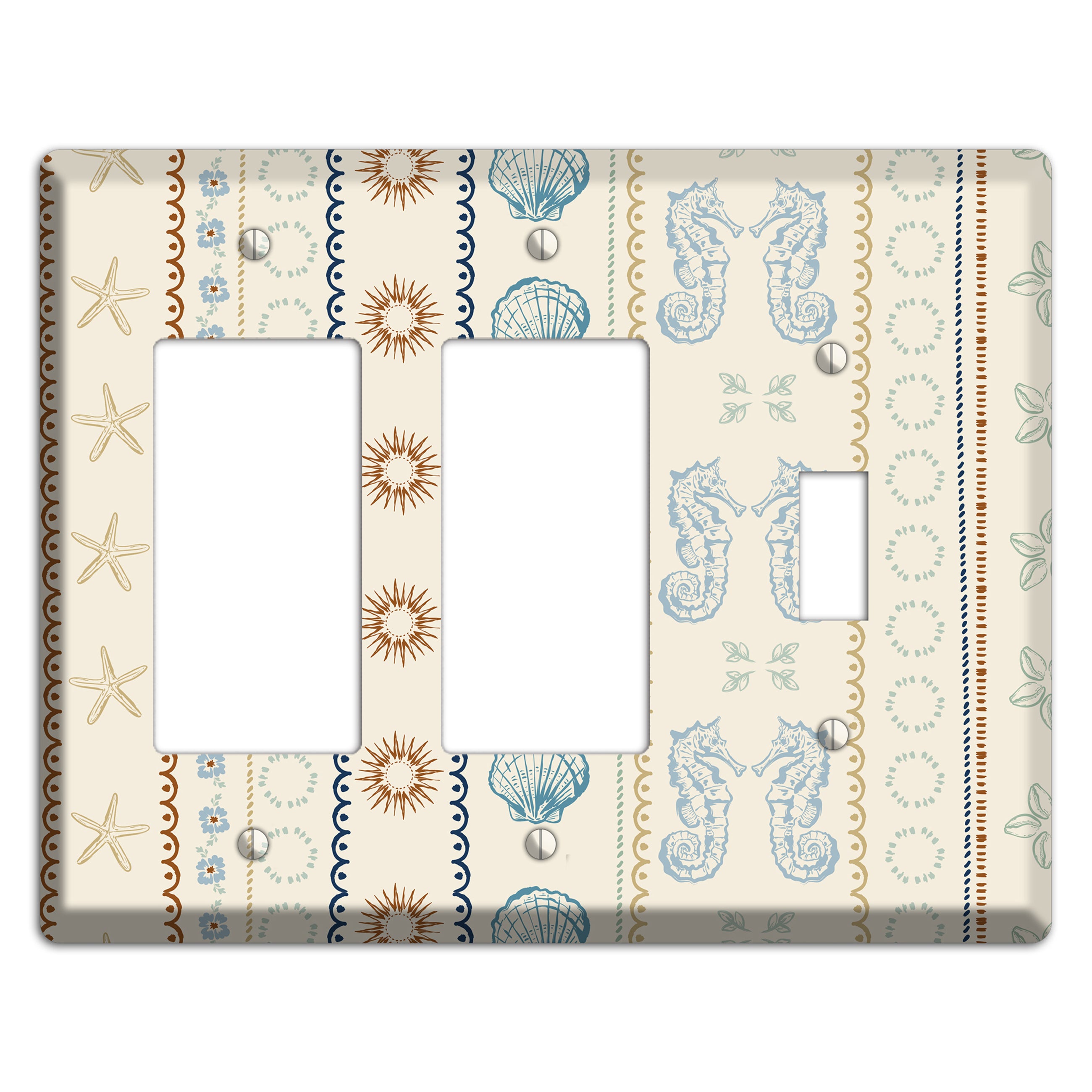 Ivory Seahorse Stripe 2 Rocker / Toggle Wallplate