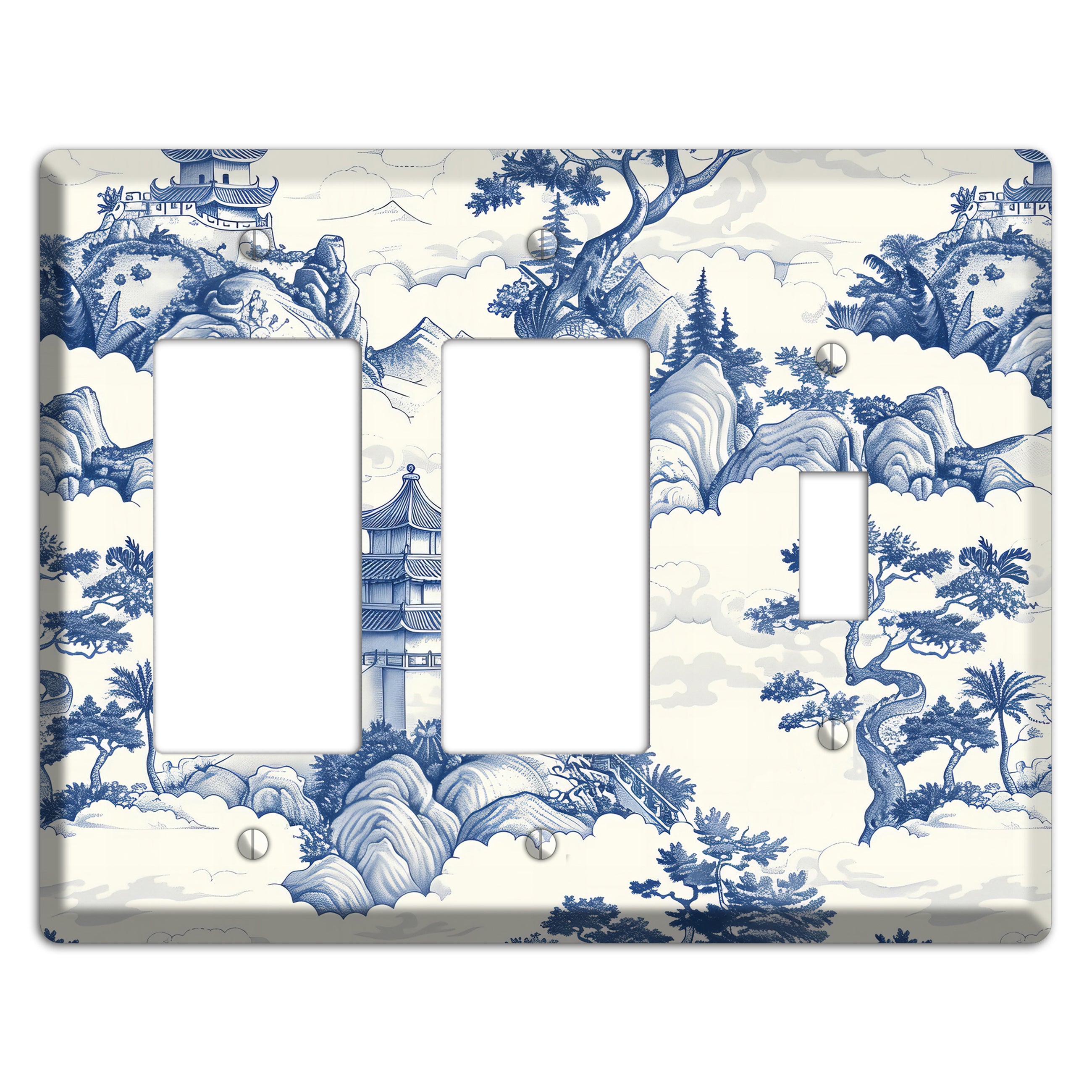 Celestial Pagoda Mist 2 Rocker / Toggle Wallplate