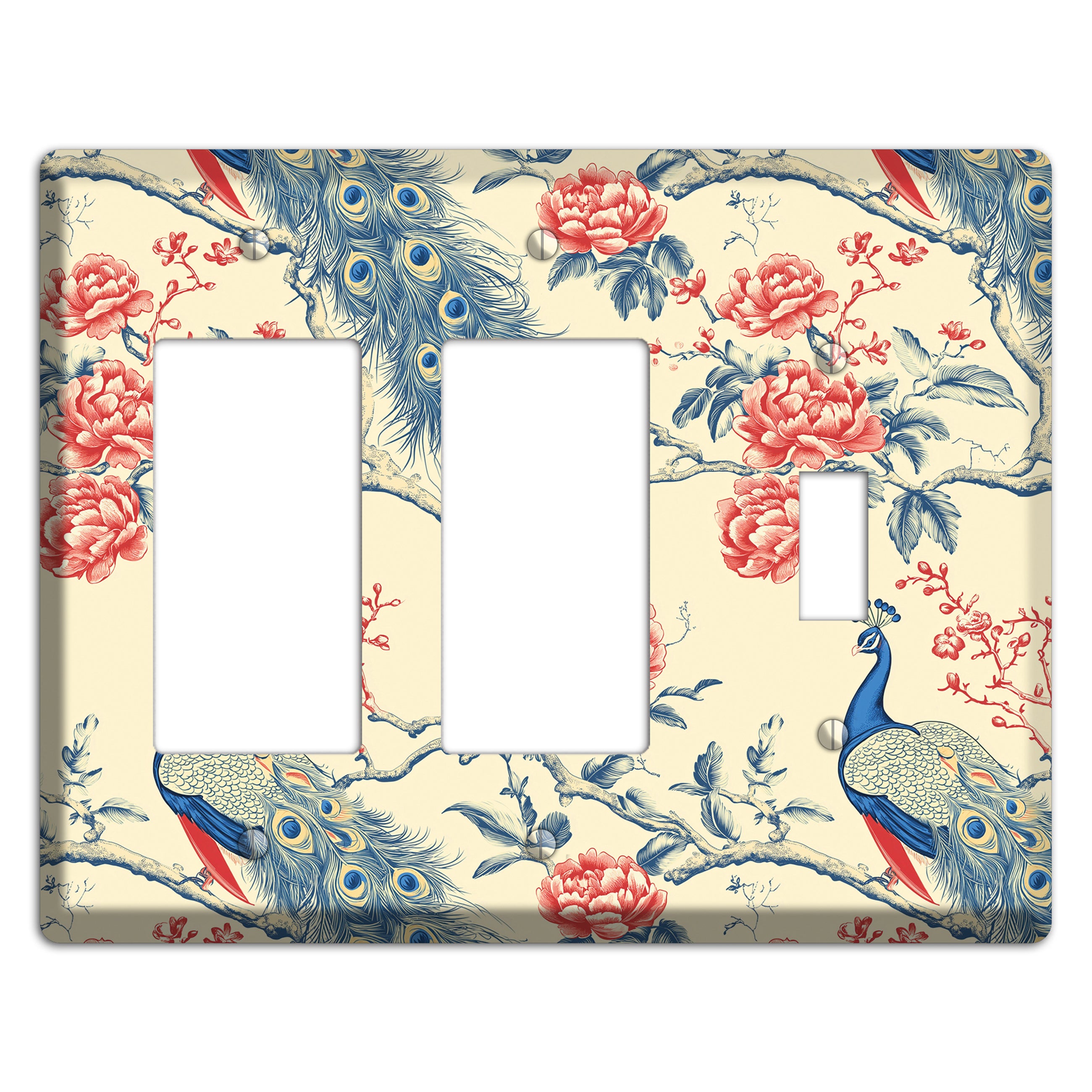 Peacock & Peony 2 Rocker / Toggle Wallplate