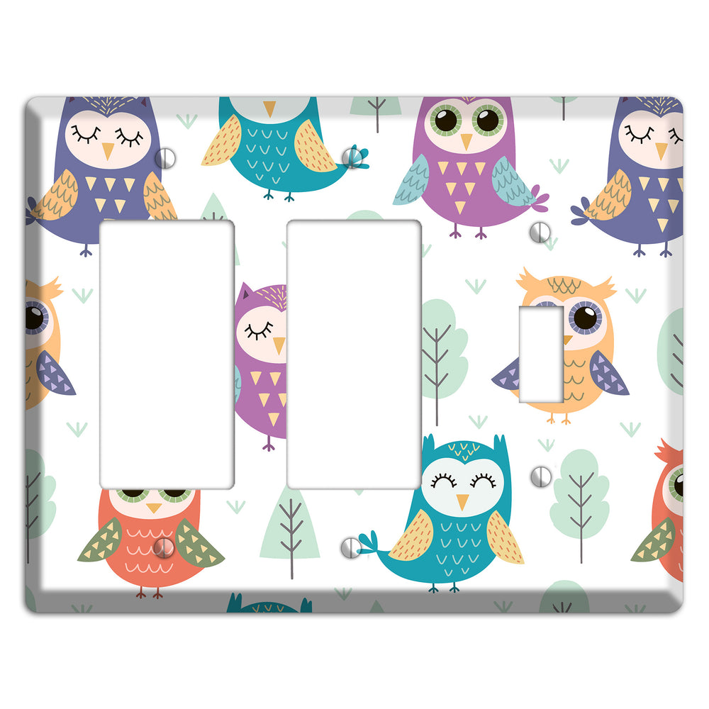Dreamy Owls (White) 2 Rocker / Toggle Wallplate
