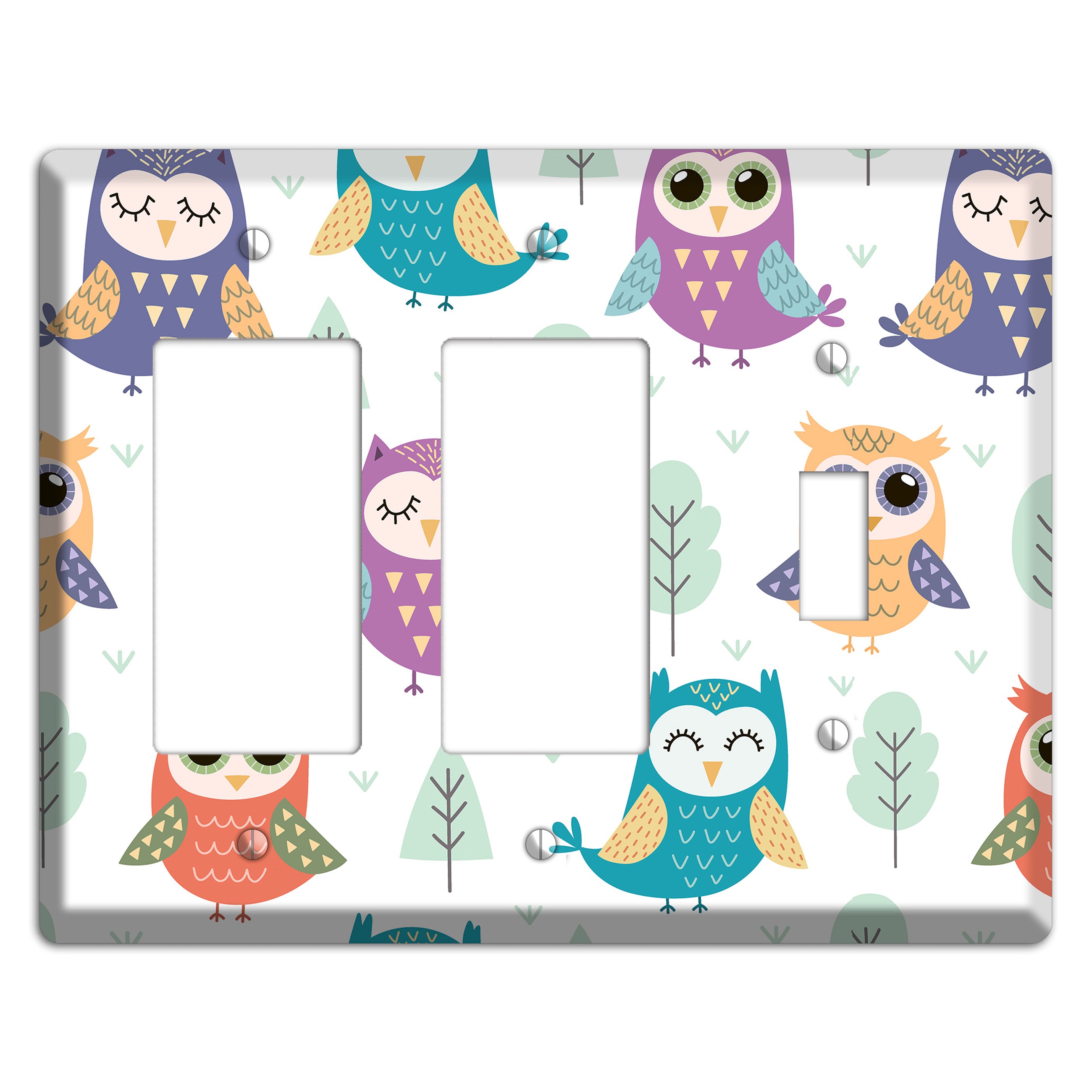 Dreamy Owls (White) 2 Rocker / Toggle Wallplate