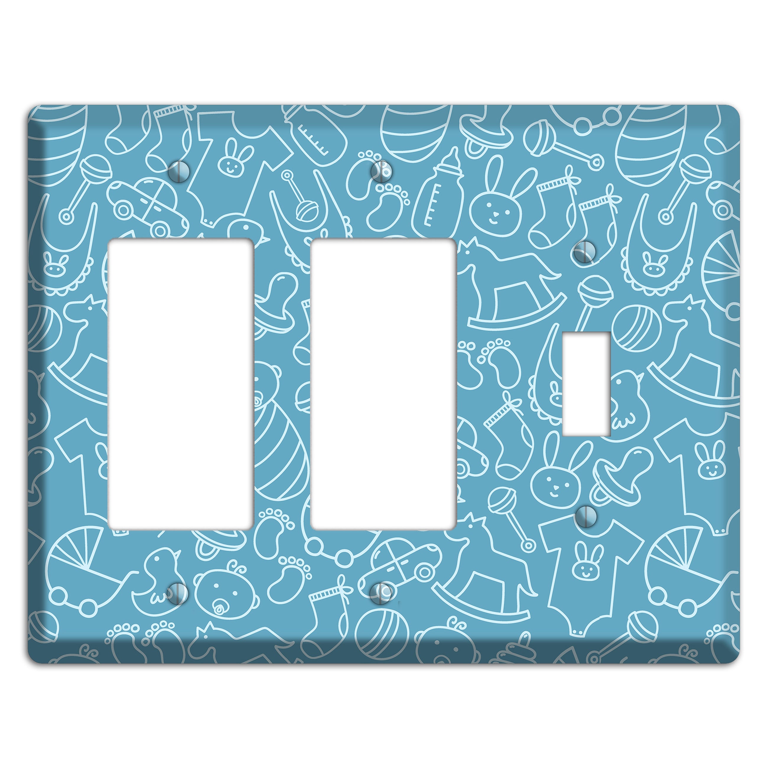 Line Art Baby Blue 2 Rocker / Toggle Wallplate