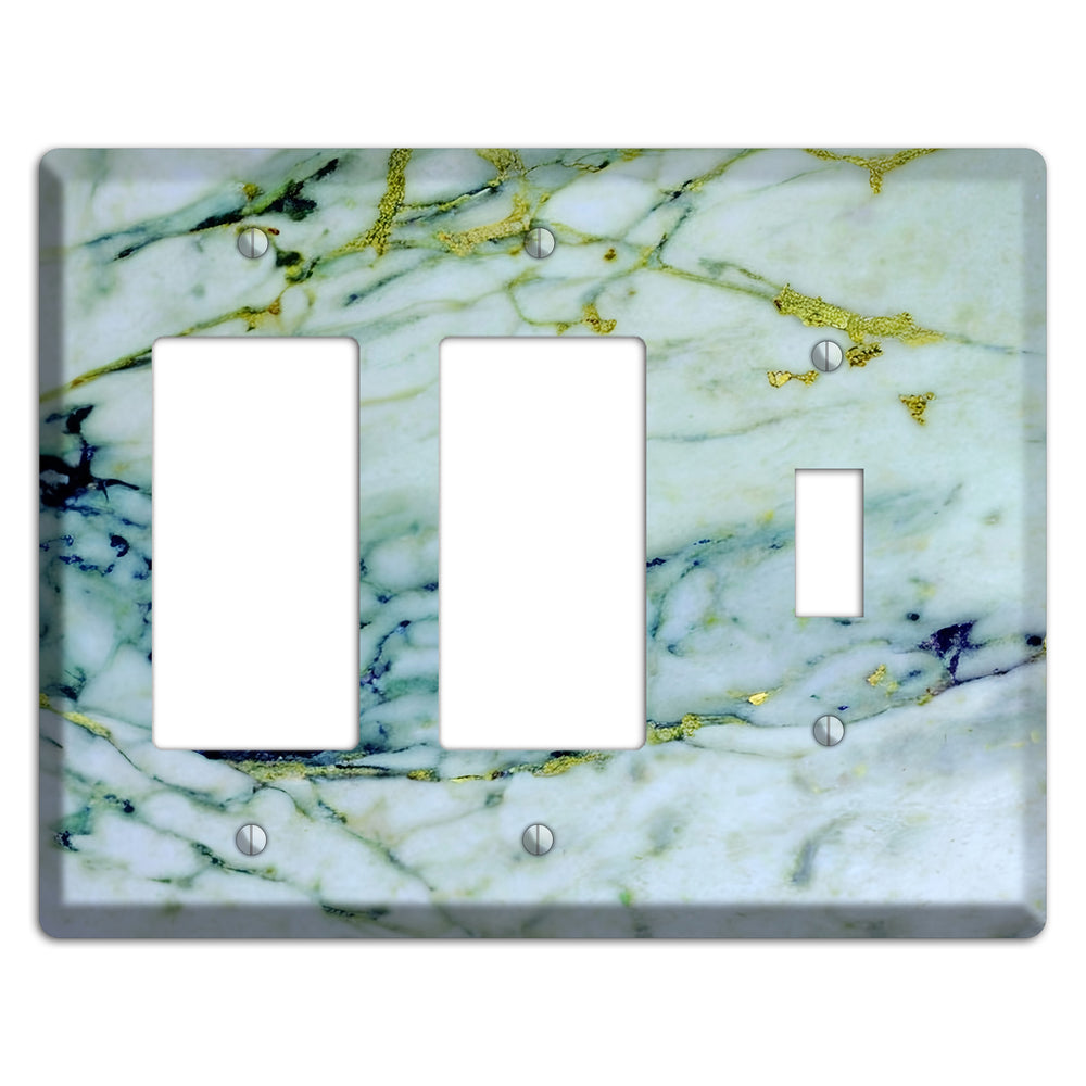 White, Green and Blue Marble 2 Rocker / Toggle Wallplate