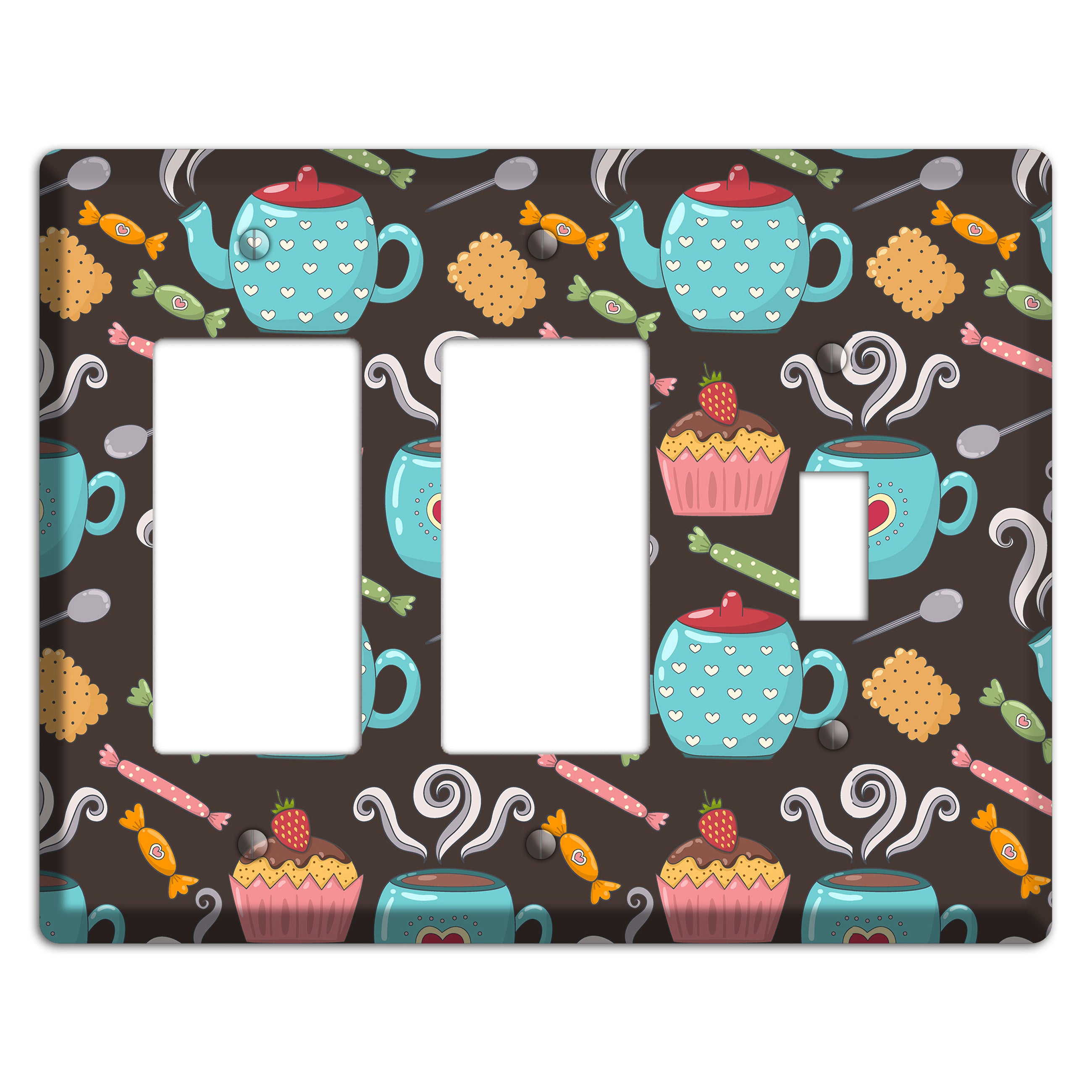 Sweet Tea Party (Brown) 2 Rocker / Toggle Wallplate