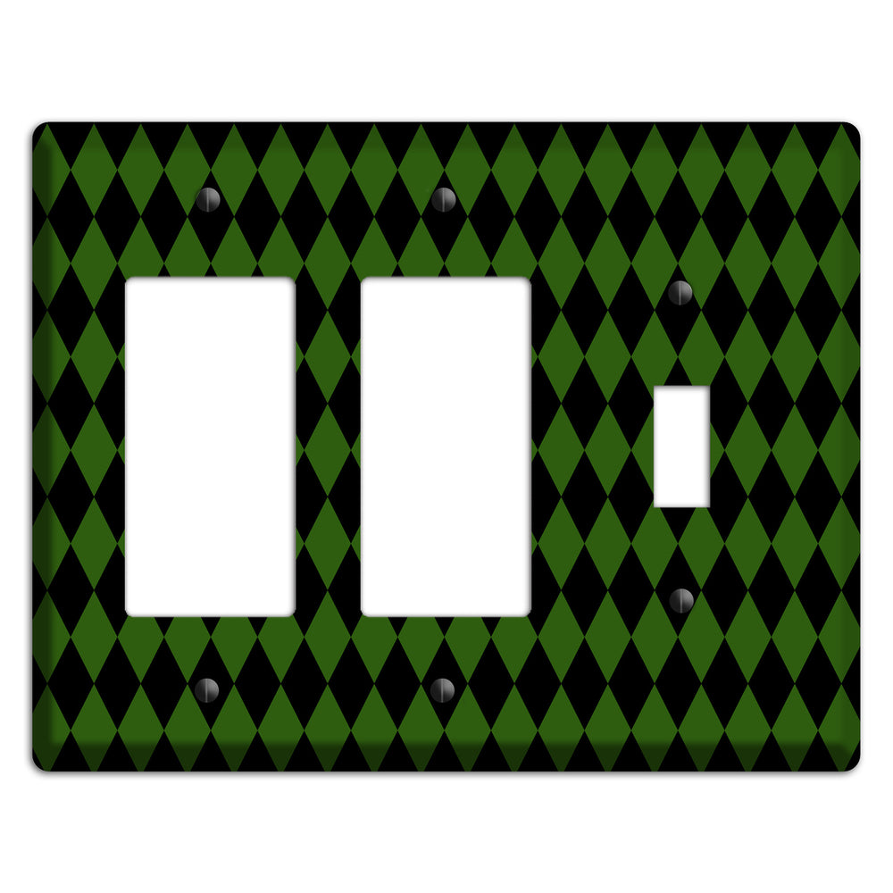 Jester's Diamonds: Green 2 Rocker / Toggle Wallplate