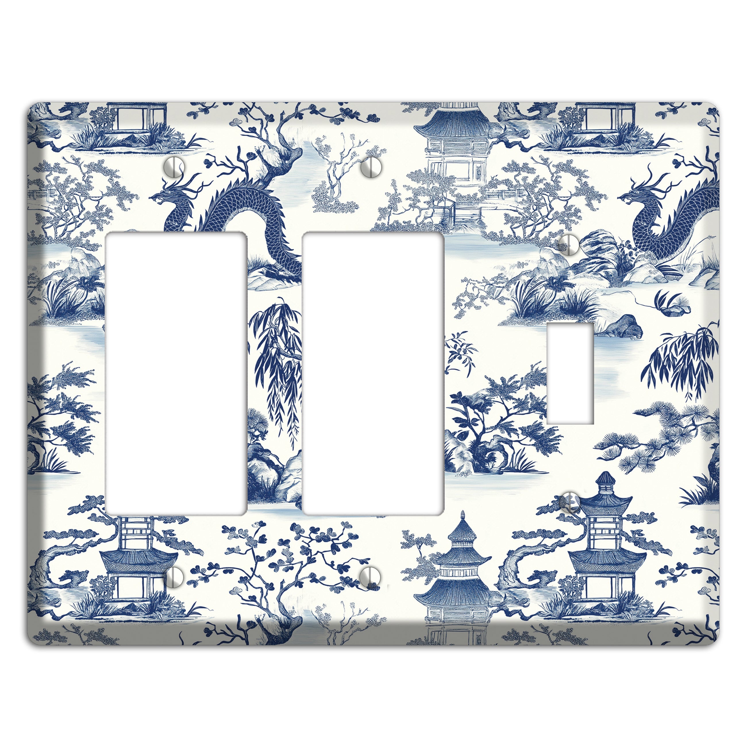 Dragon & Pagoda 2 Rocker / Toggle Wallplate