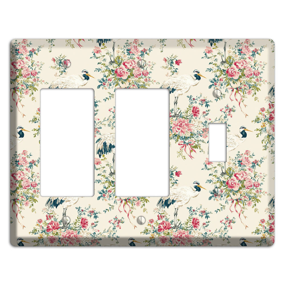Blossom & Crane 2 Rocker / Toggle Wallplate