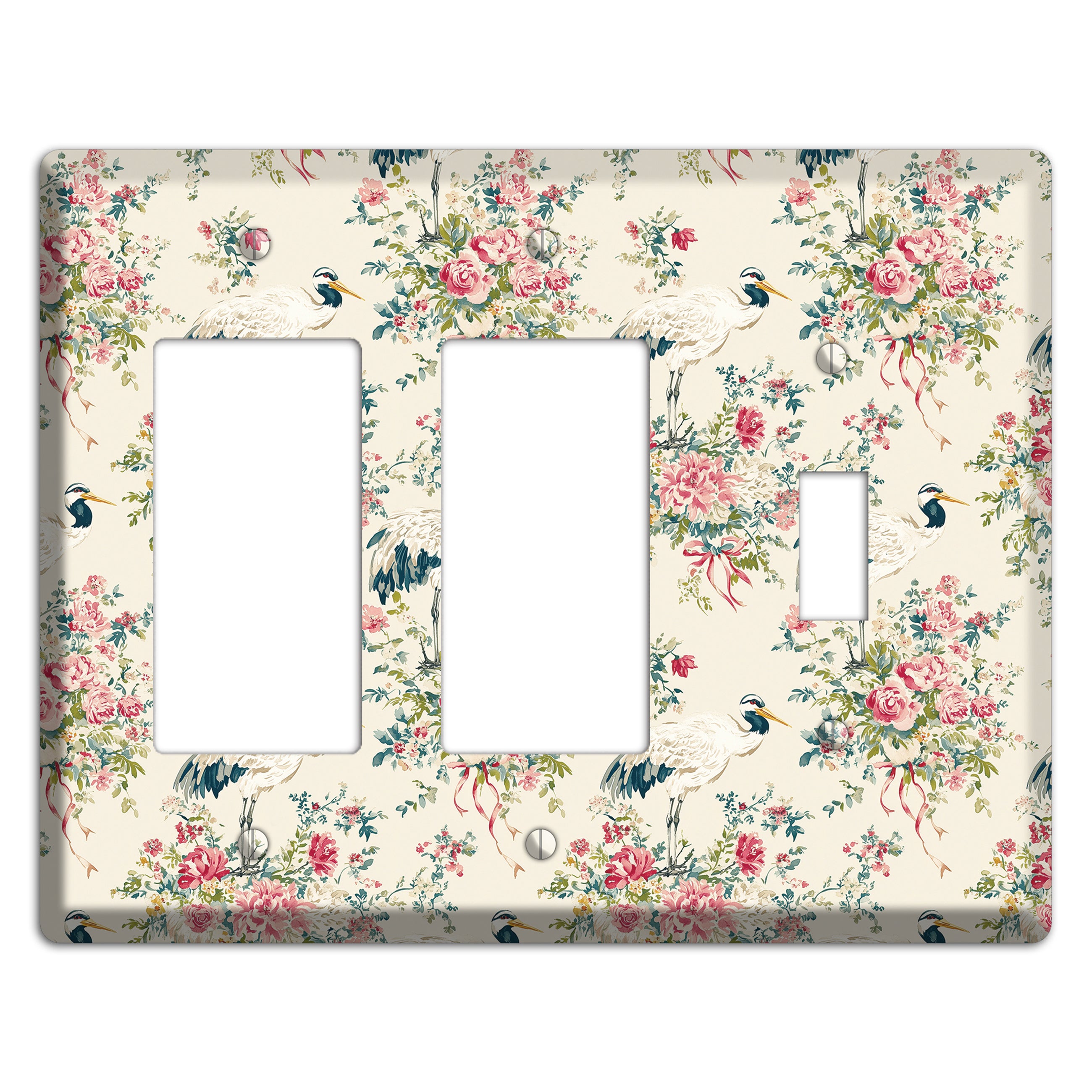 Blossom & Crane 2 Rocker / Toggle Wallplate