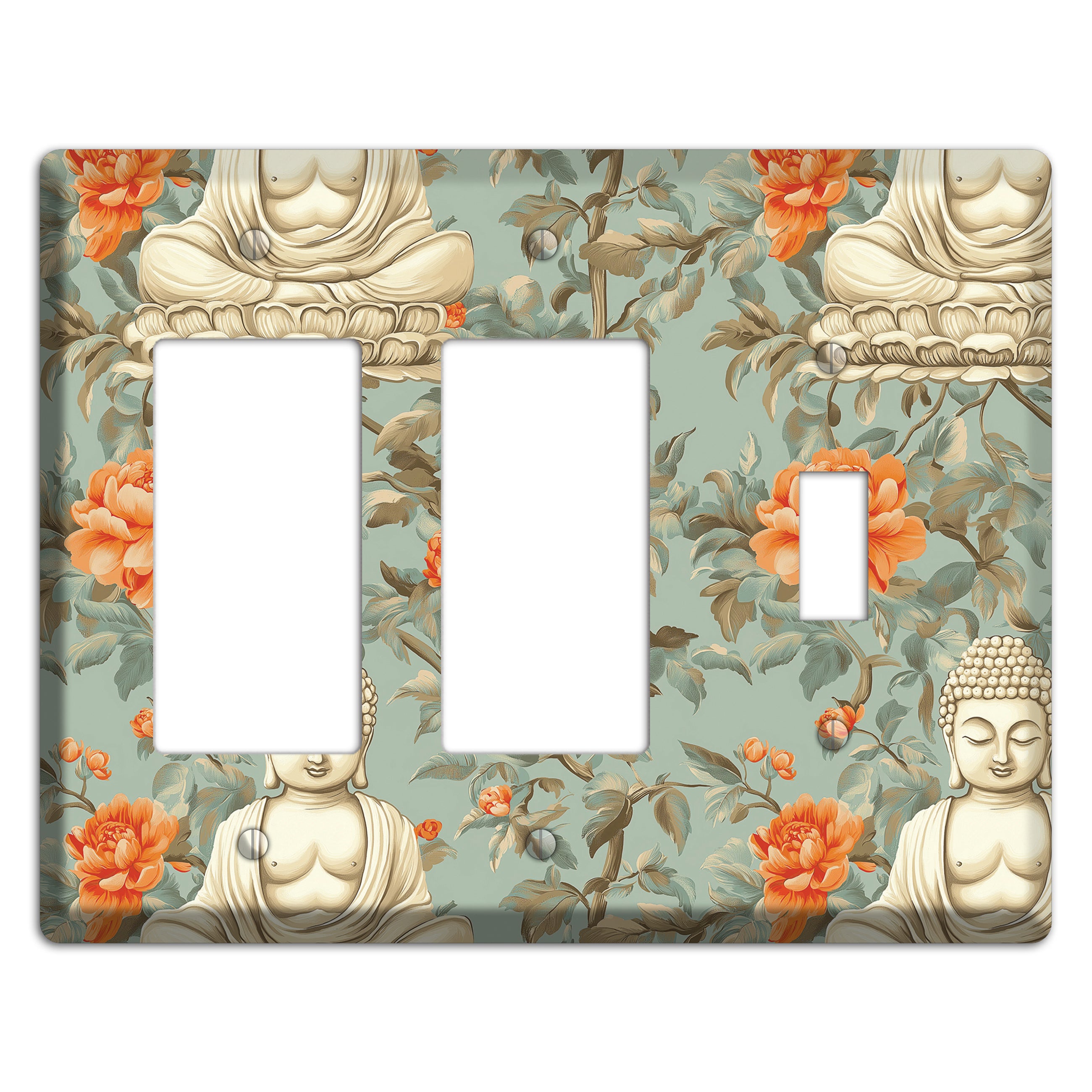 Lotus & Peony 2 Rocker / Toggle Wallplate