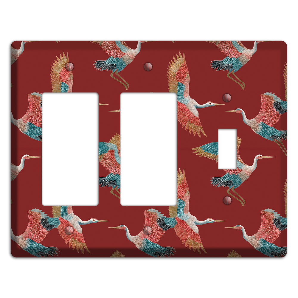 Crimson Heron Dance 2 Rocker / Toggle Wallplate