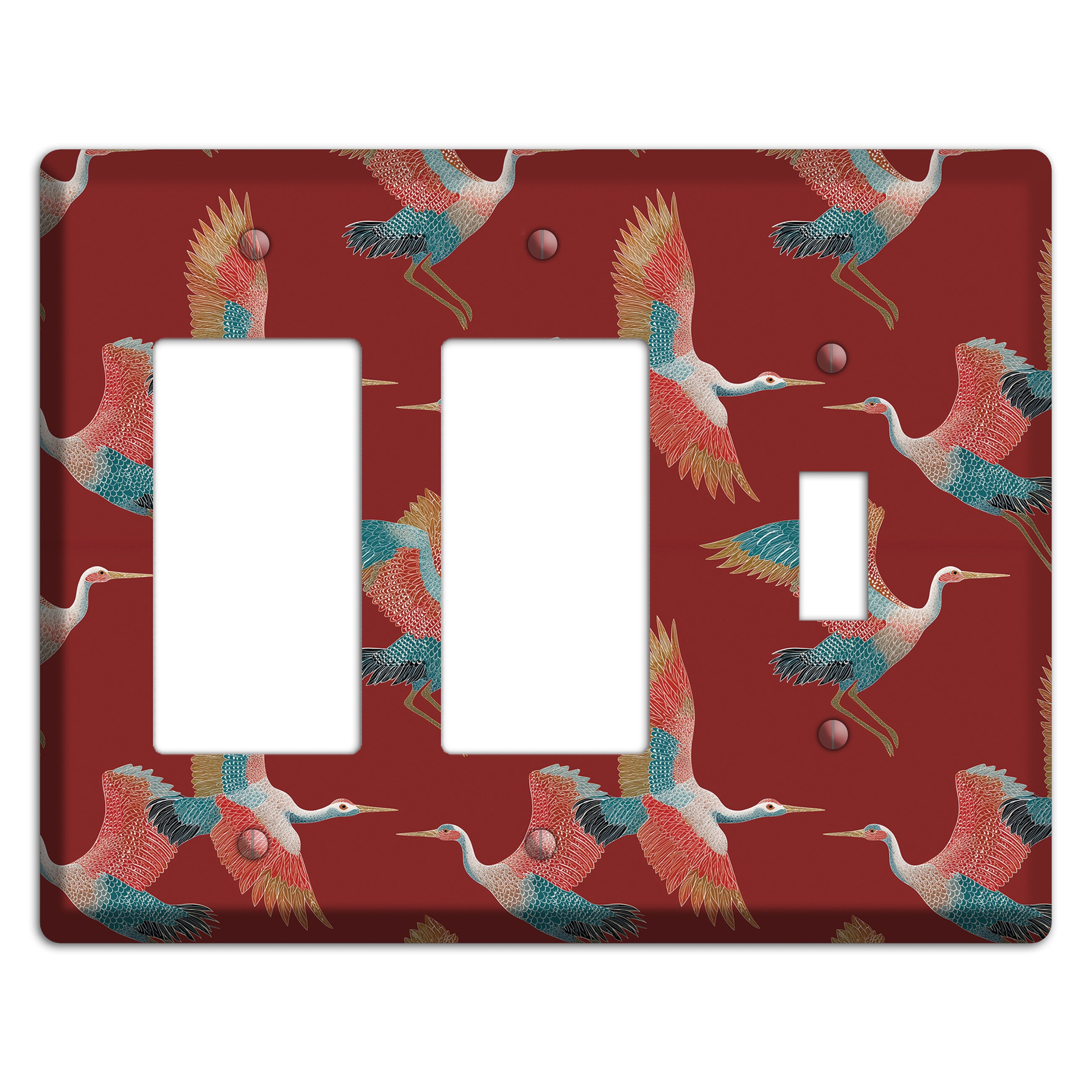 Crimson Heron Dance 2 Rocker / Toggle Wallplate