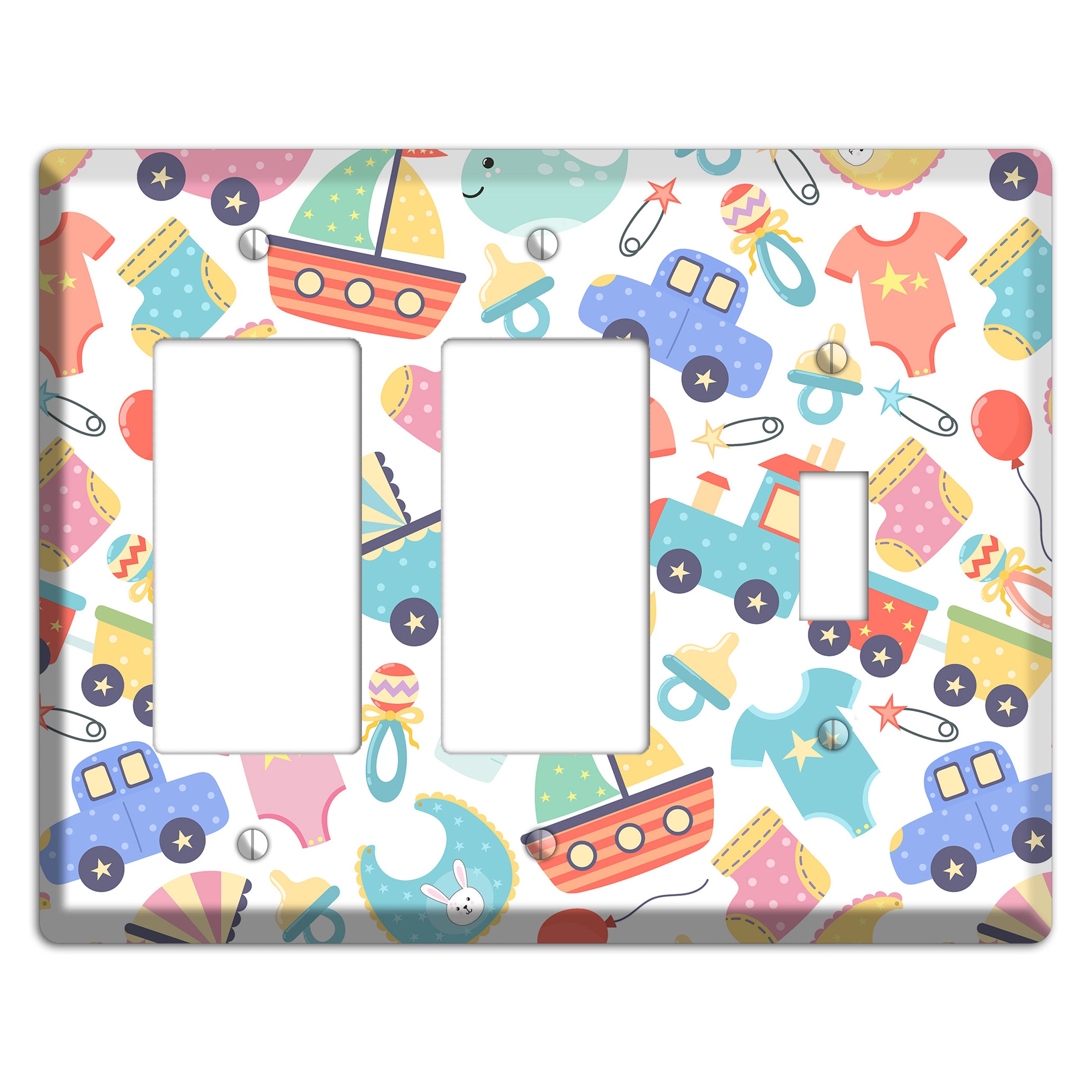 Baby Parade (White) 2 Rocker / Toggle Wallplate