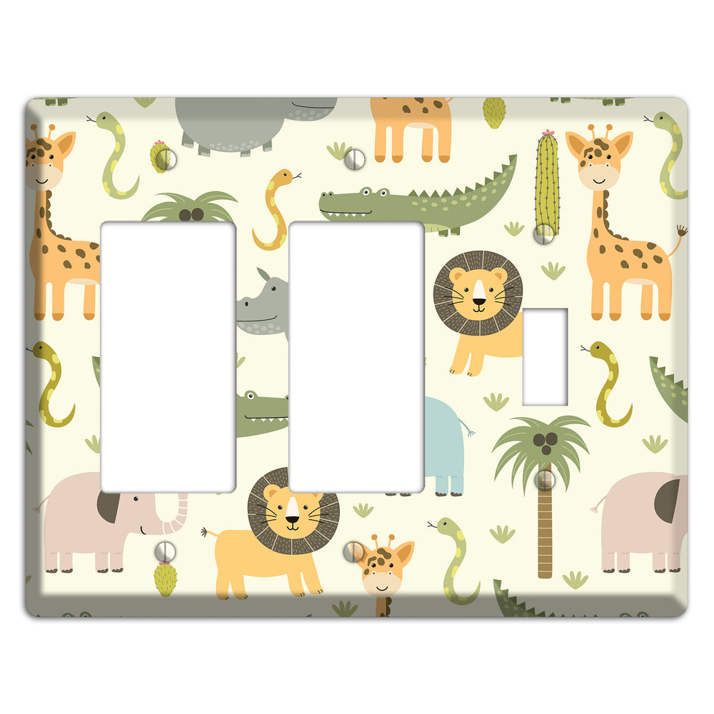 Jungle Friends (Cream) 2 Rocker / Toggle Wallplate