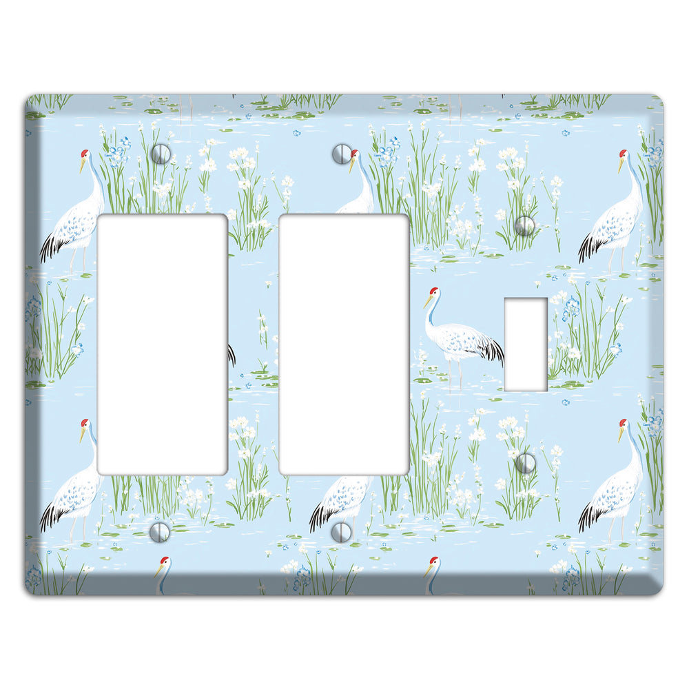 Azure Crane Sanctuary 2 Rocker / Toggle Wallplate